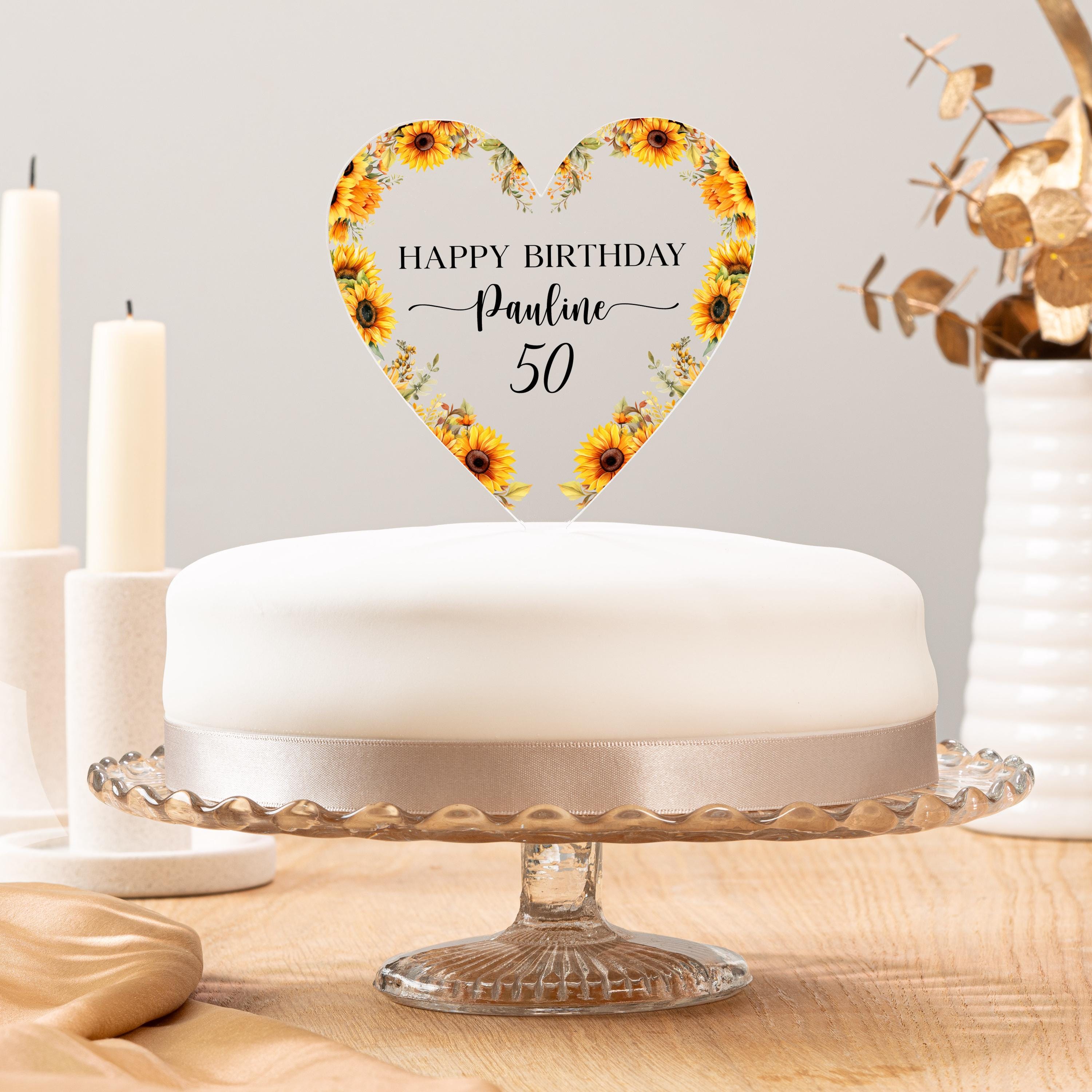 Personalised Acrylic Heart Cake Topper, 40th Birthday Or Any Age