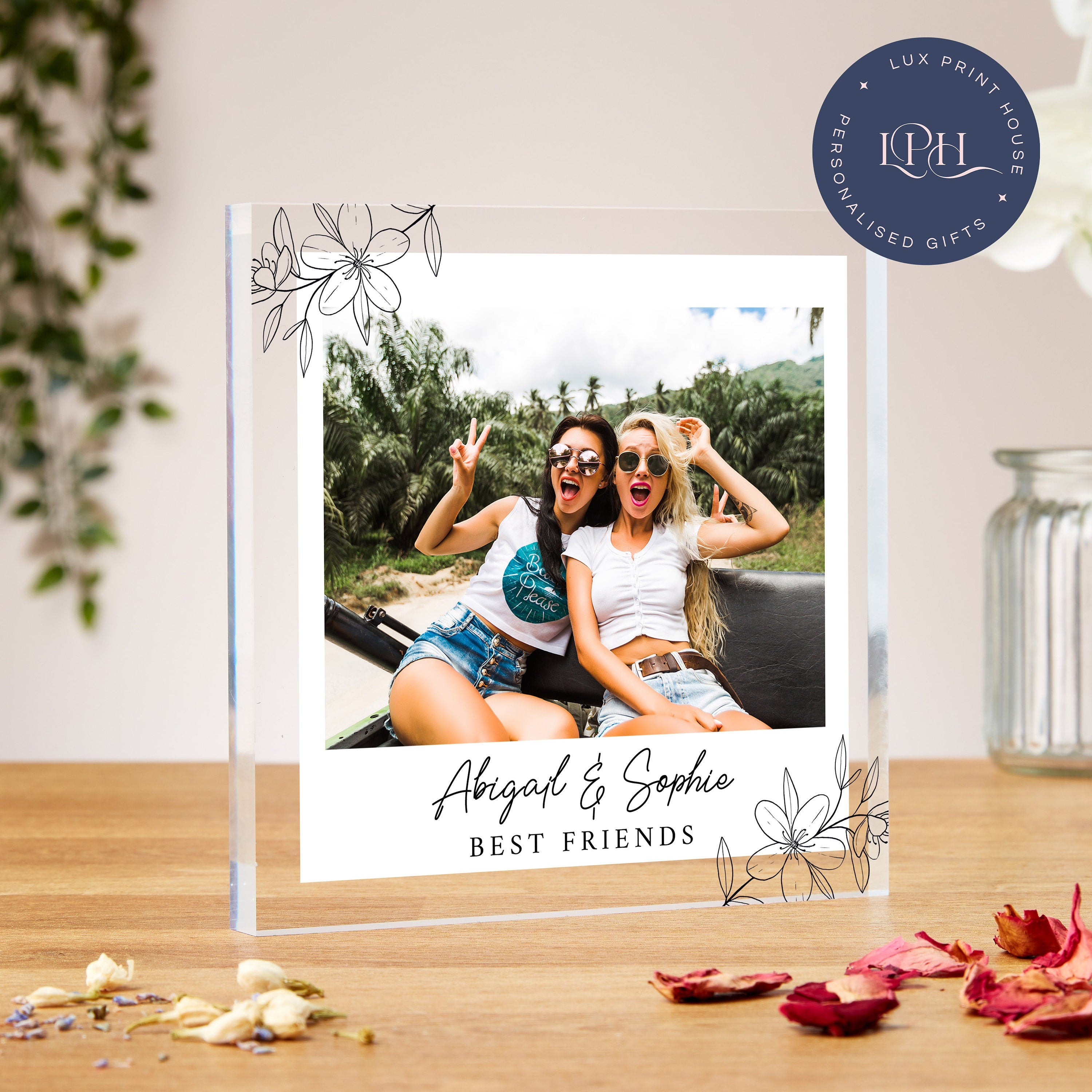 Best friend Acrylic Photo Print Block, Personalised Bestie Photo Gift, Custom Friendship Present