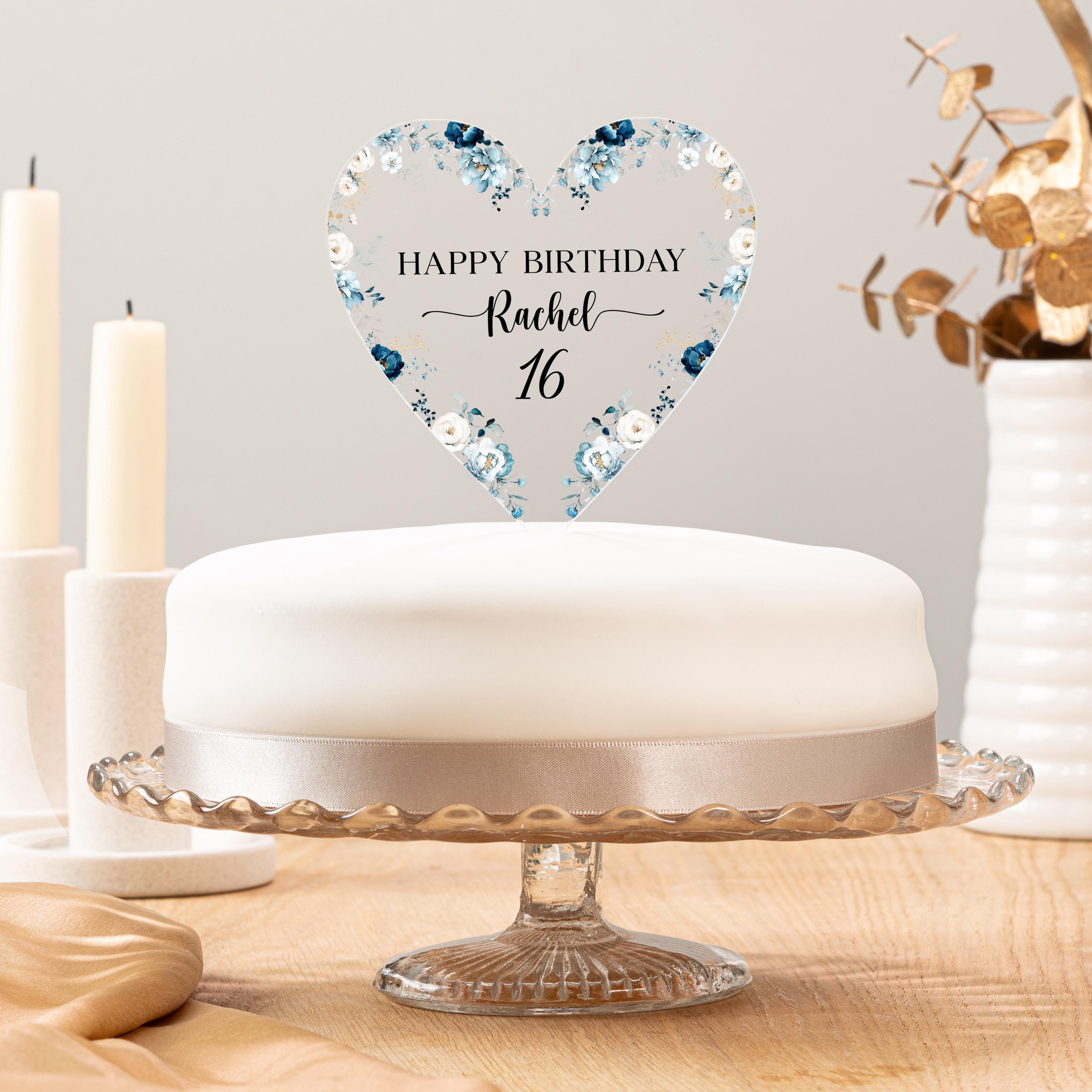 Personalised Acrylic Heart Cake Topper, 40th Birthday Or Any Age