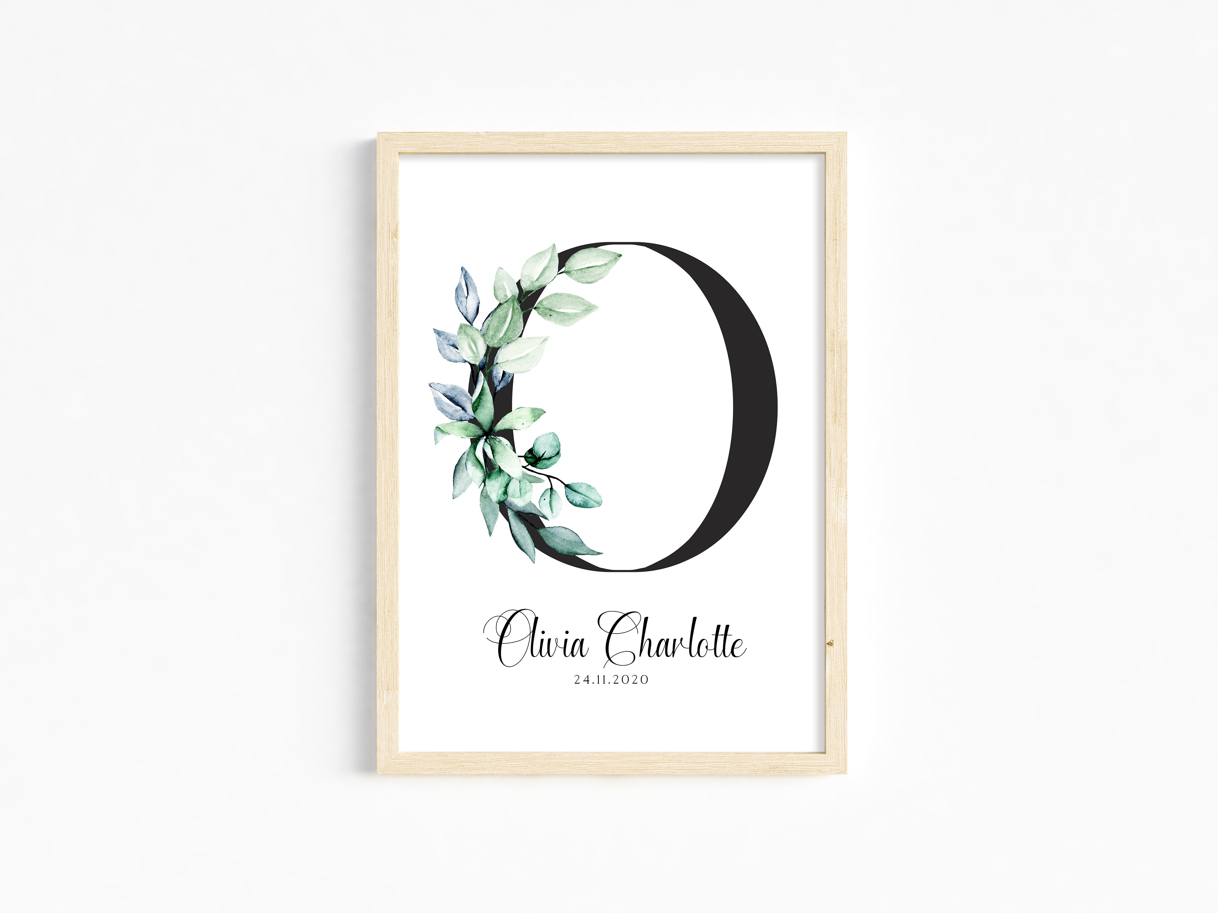 Floral Initial Or Letter Print For Baby Nursery