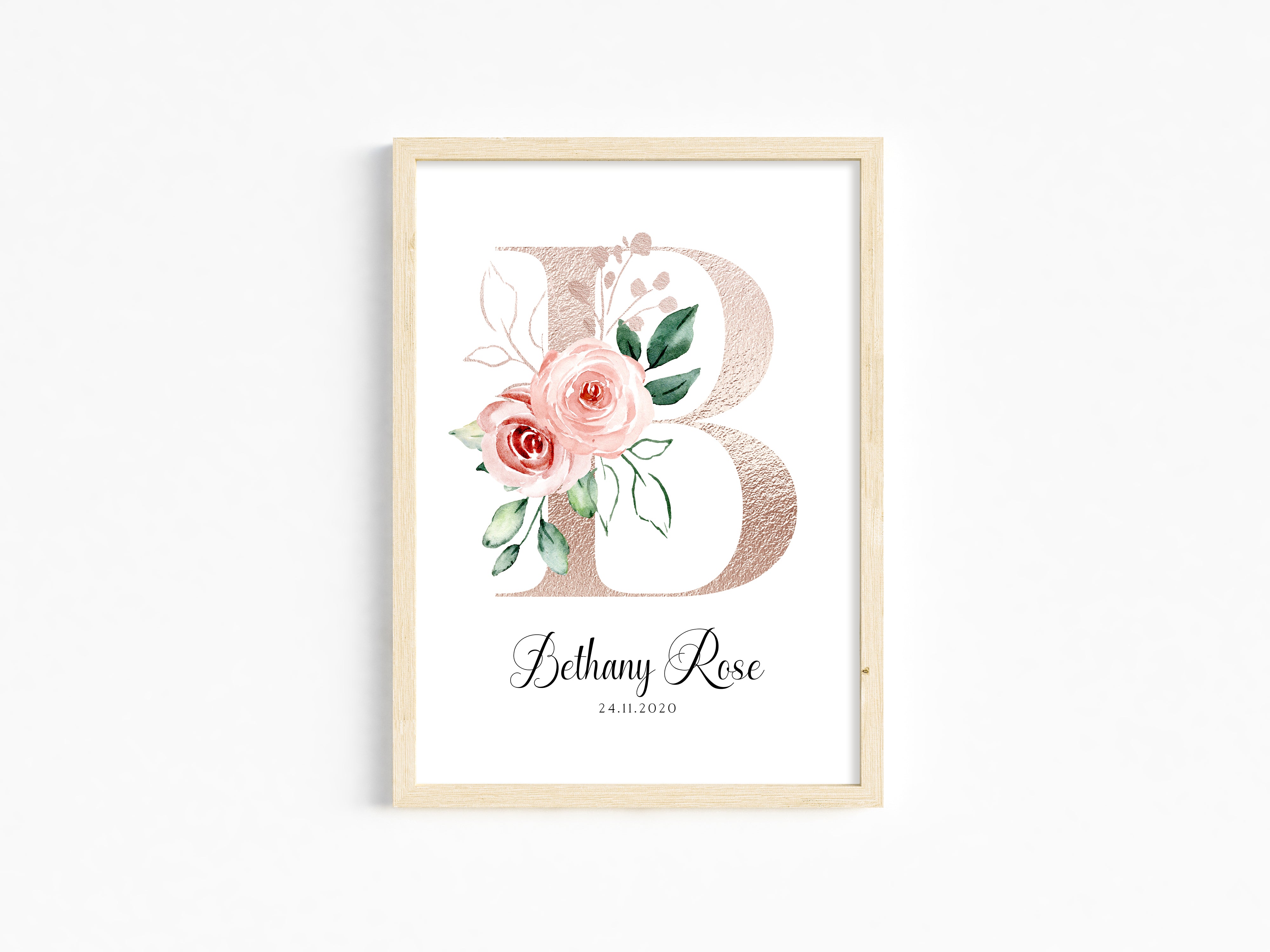 Floral Initial Or Letter Print For Baby Nursery
