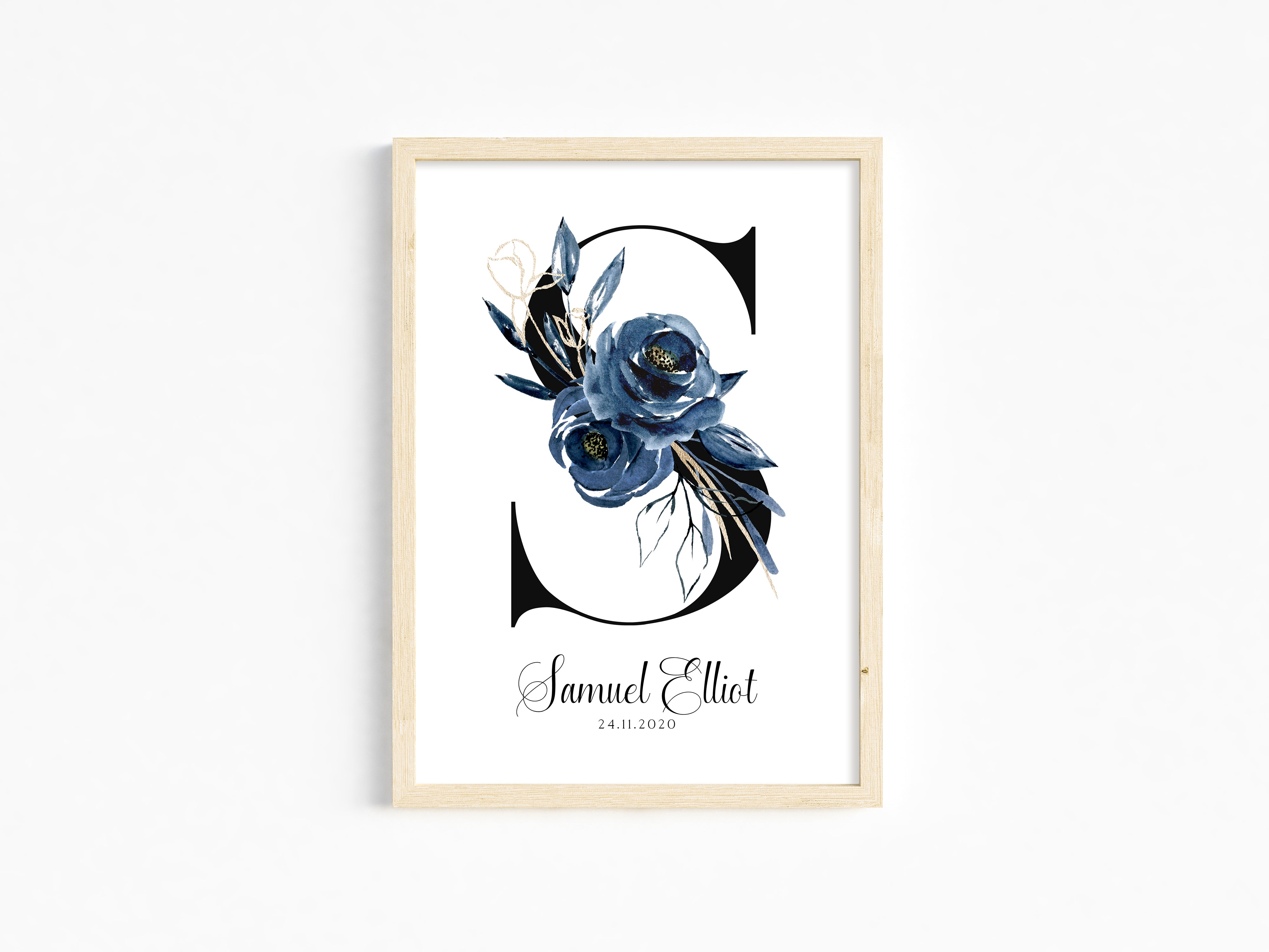 Personalised Floral Initial Or Letter Print For Baby Nursery