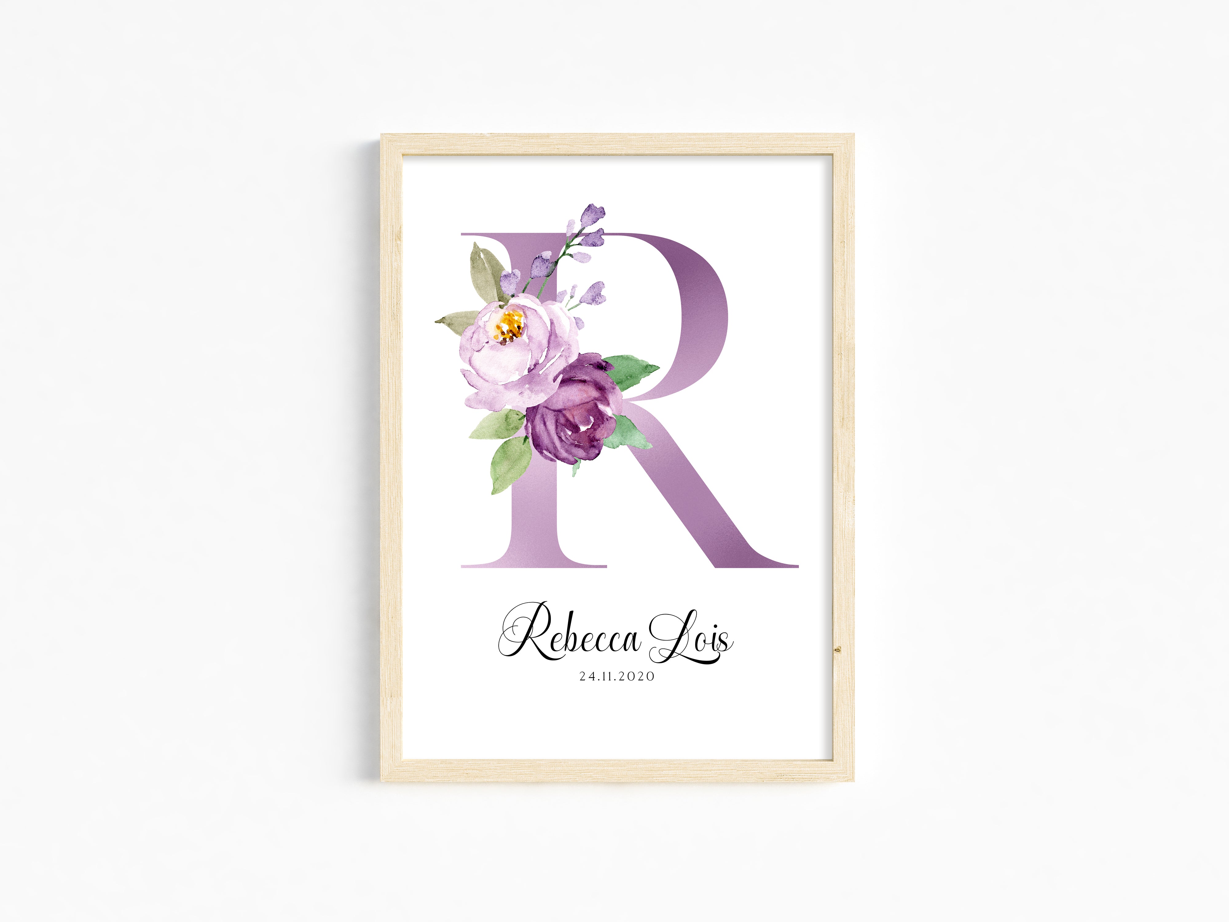Floral Initial Or Letter Print For Baby Nursery