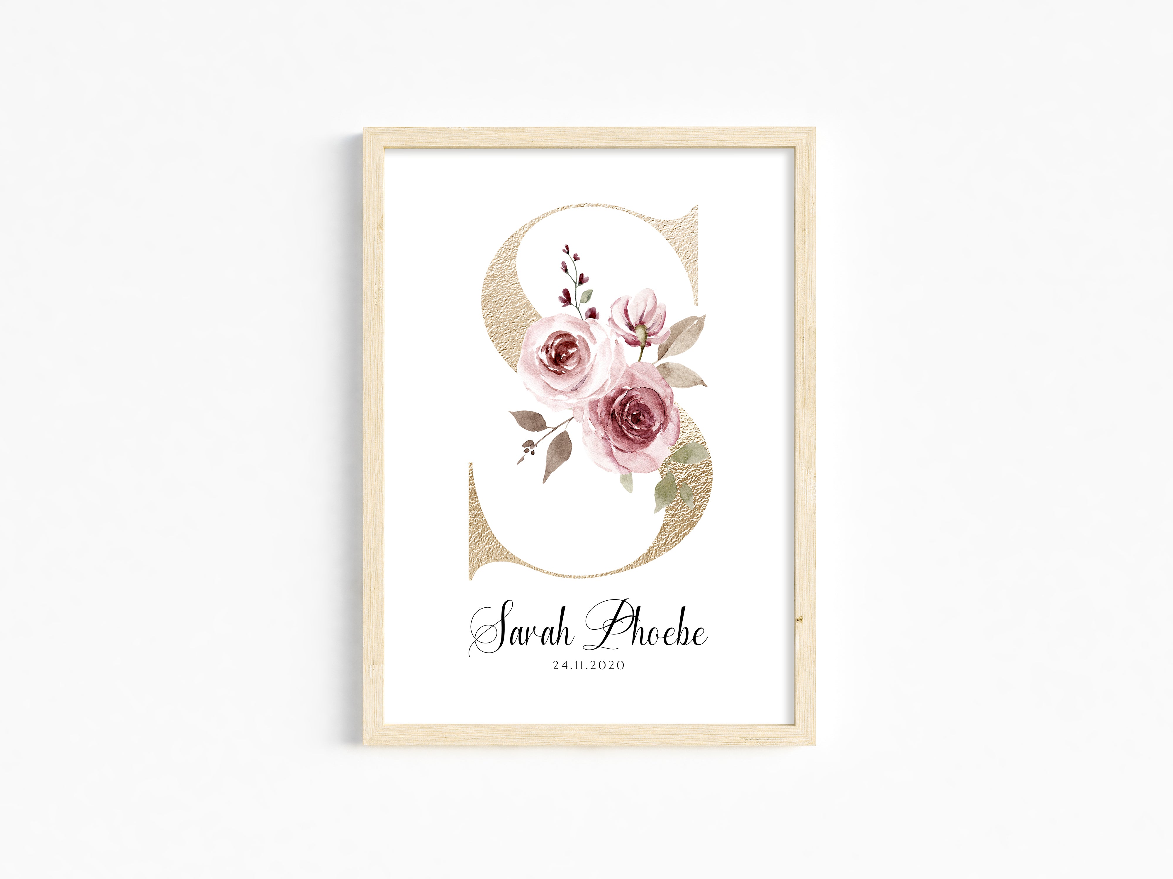 Floral Initial Or Letter Print For Baby Nursery