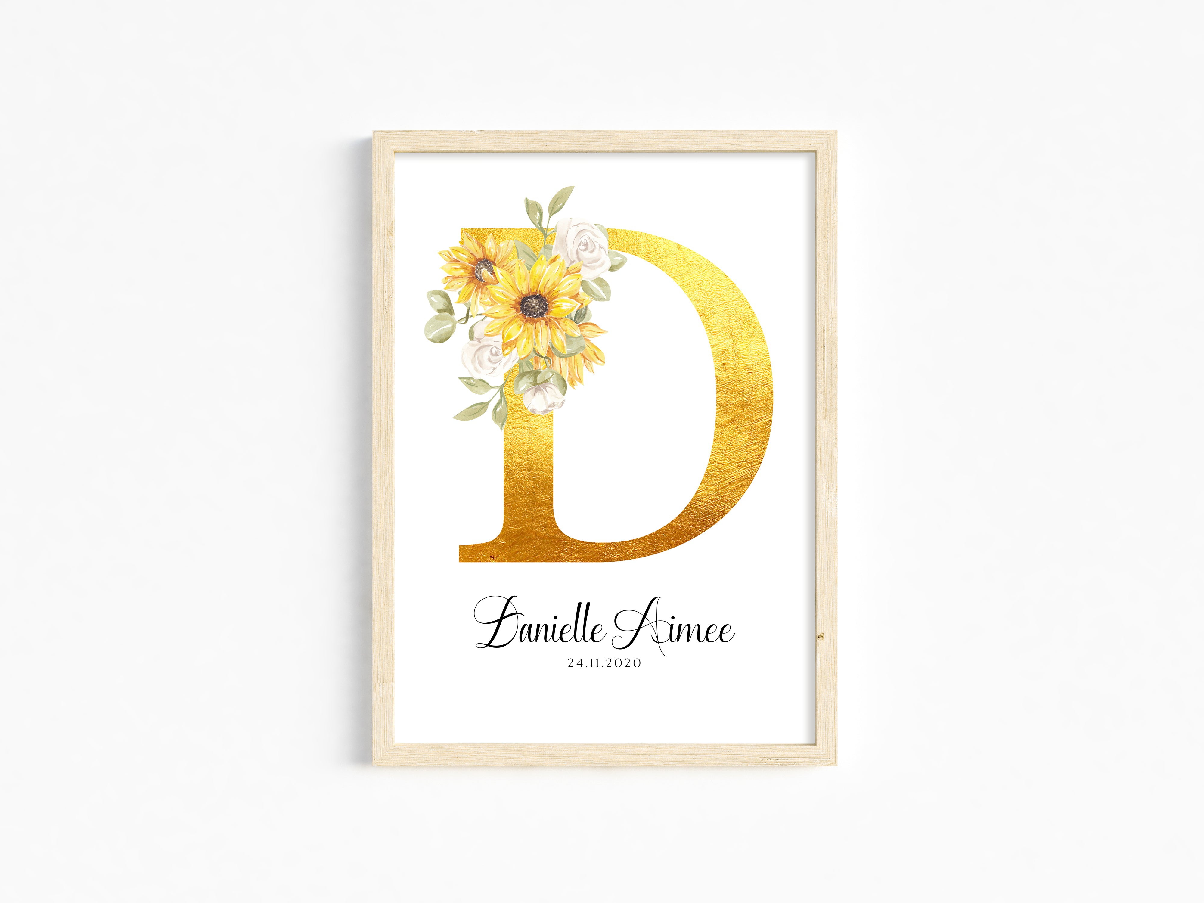 Floral Initial Or Letter Print For Baby Nursery
