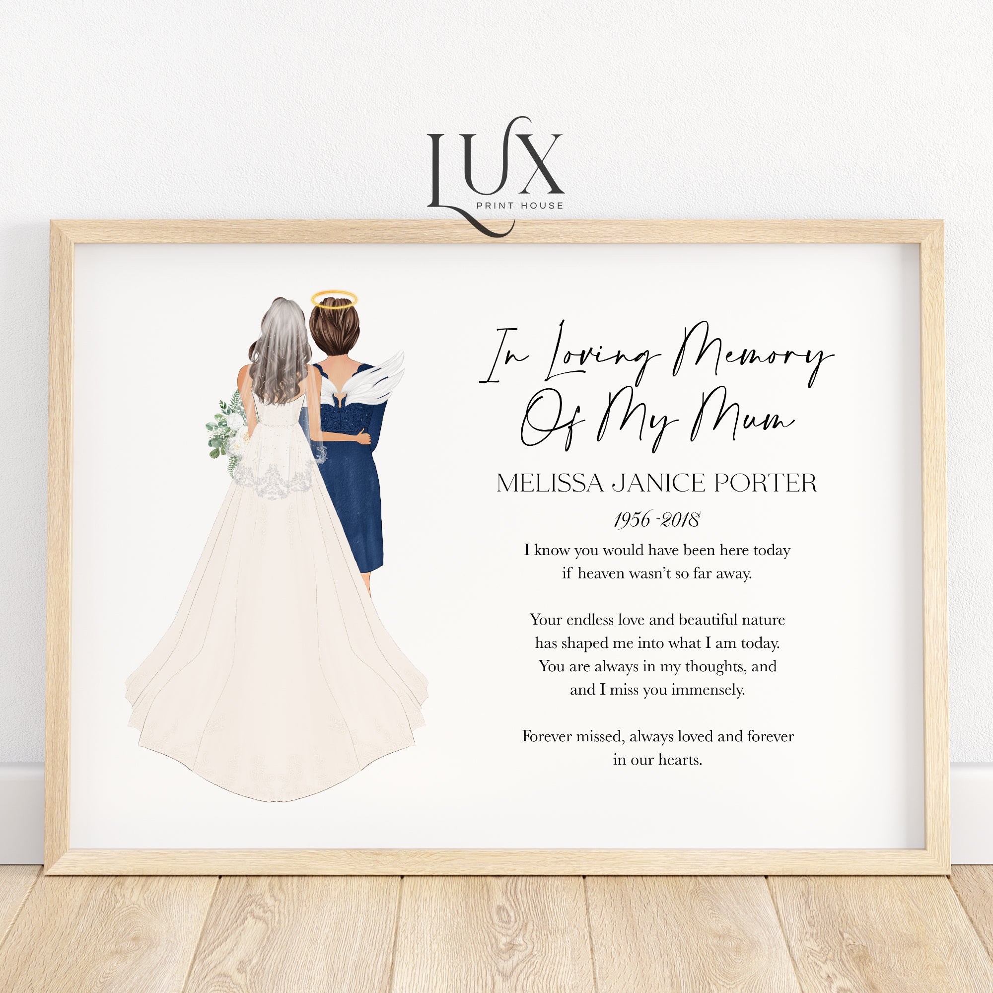 In Loving Memory Of The Mother Of The Bride Personalised Memorial Print