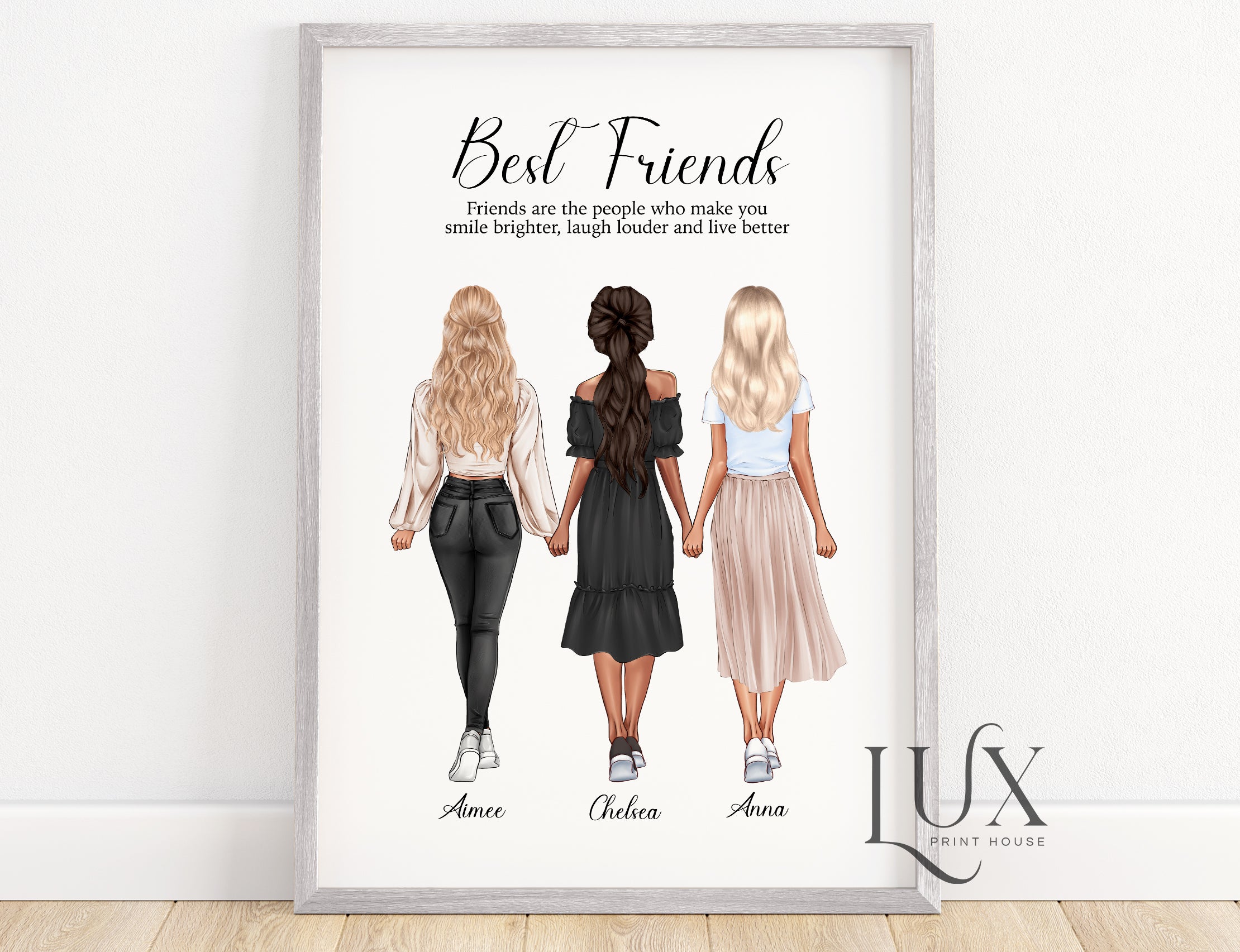 3 Best Friend Print for Group of Friends