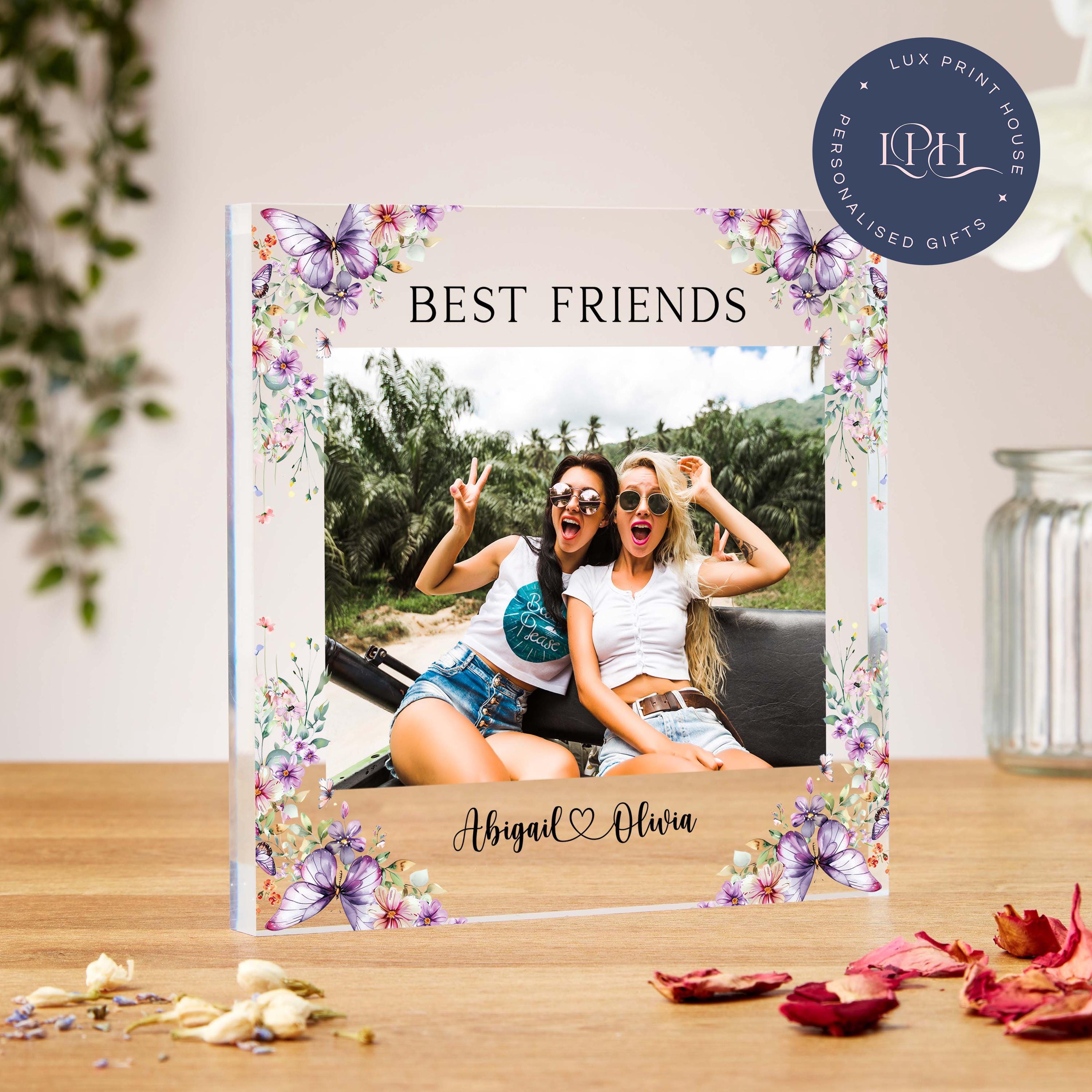Personalised Best Friend Acrylic Photo Print Block, Custom Bestie Photograph Gift, 30th Birthday Gift