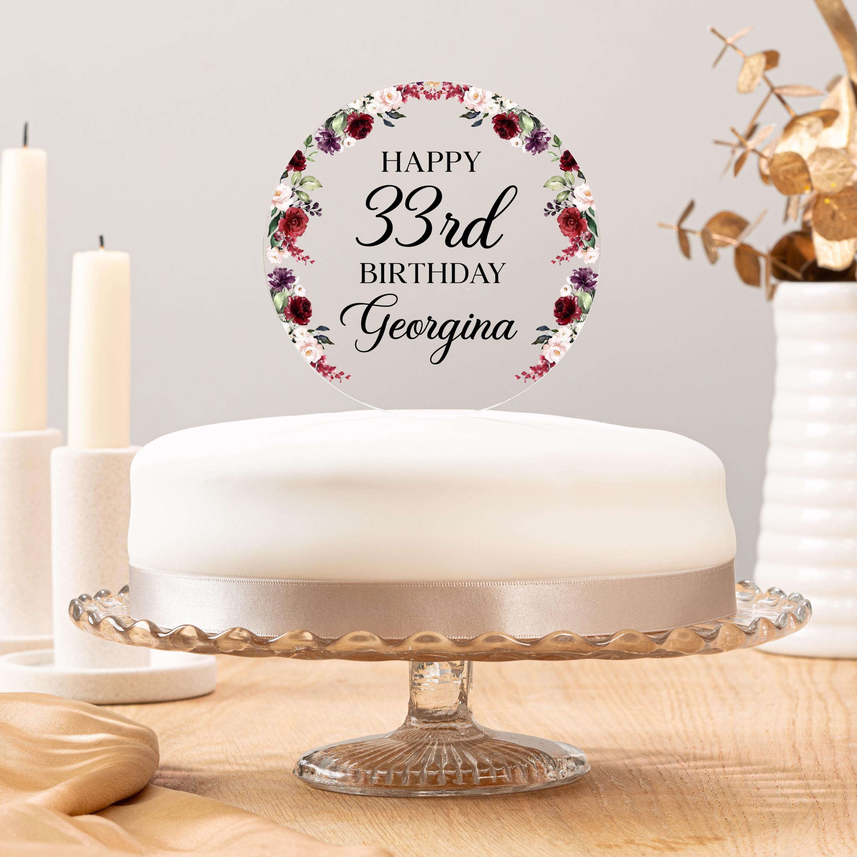 Personalised Acrylic Circle Birthday Cake Topper, 30th Birthday Or Any Age