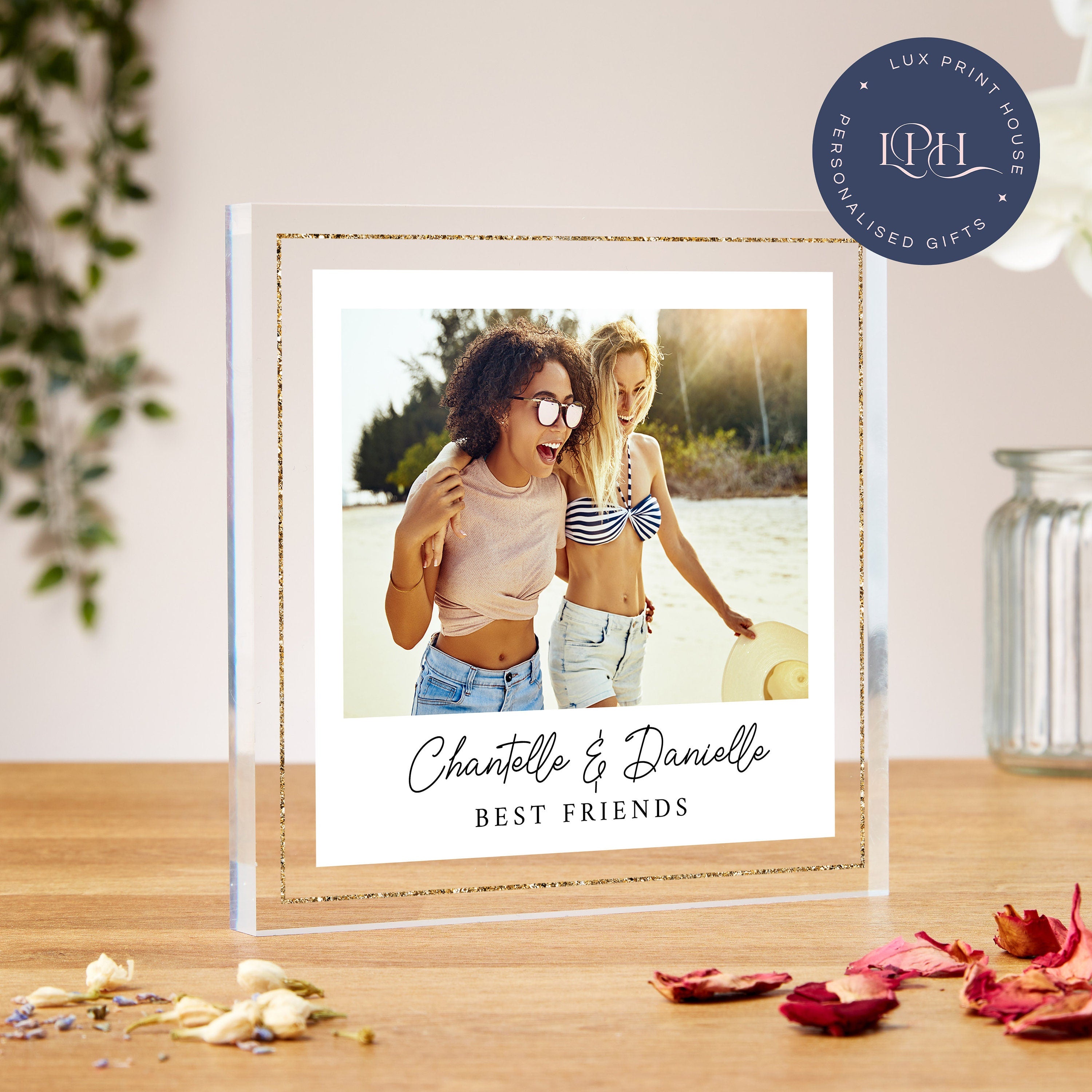 Best friend Acrylic Photo Print Block, Personalised Bestie Photo Gift, Sister Photo Print