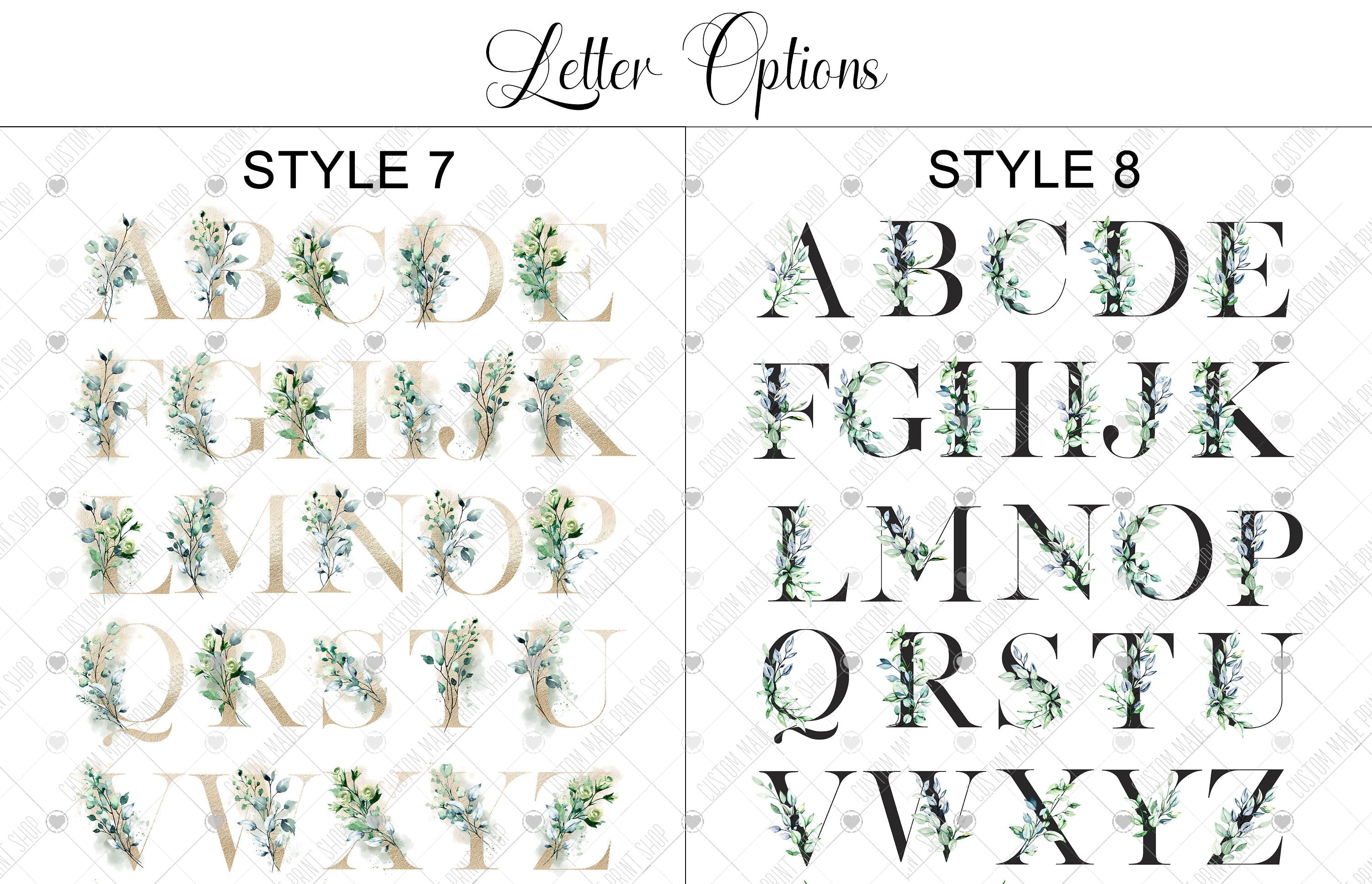 Floral initial print, nursery letter print, baby name print, baby birth details, monogram print, nursery wall art, boys bedroom, girls decor