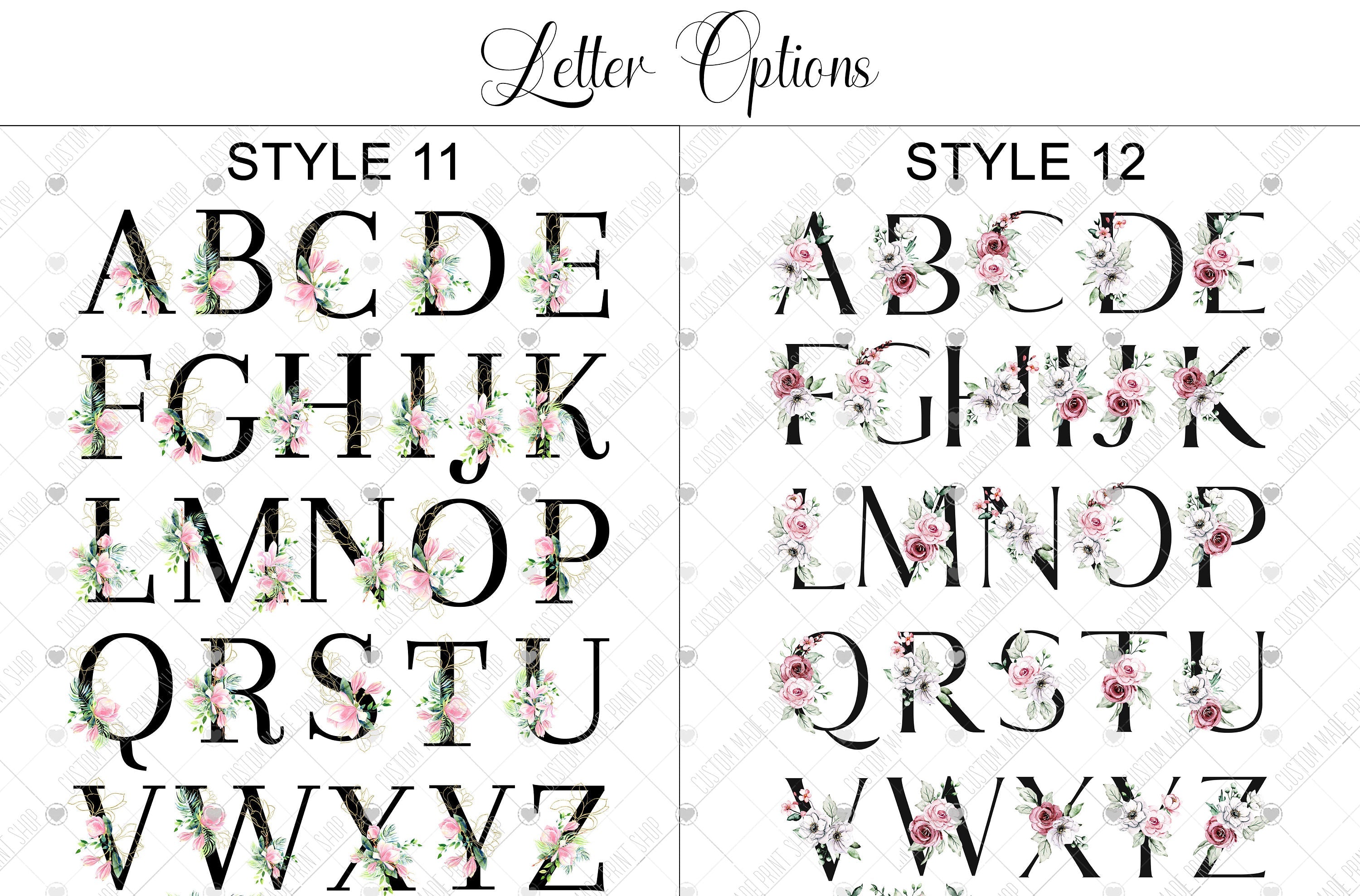 Floral initial print, nursery letter print, baby name print, baby birth details, monogram print, nursery wall art, boys bedroom, girls decor