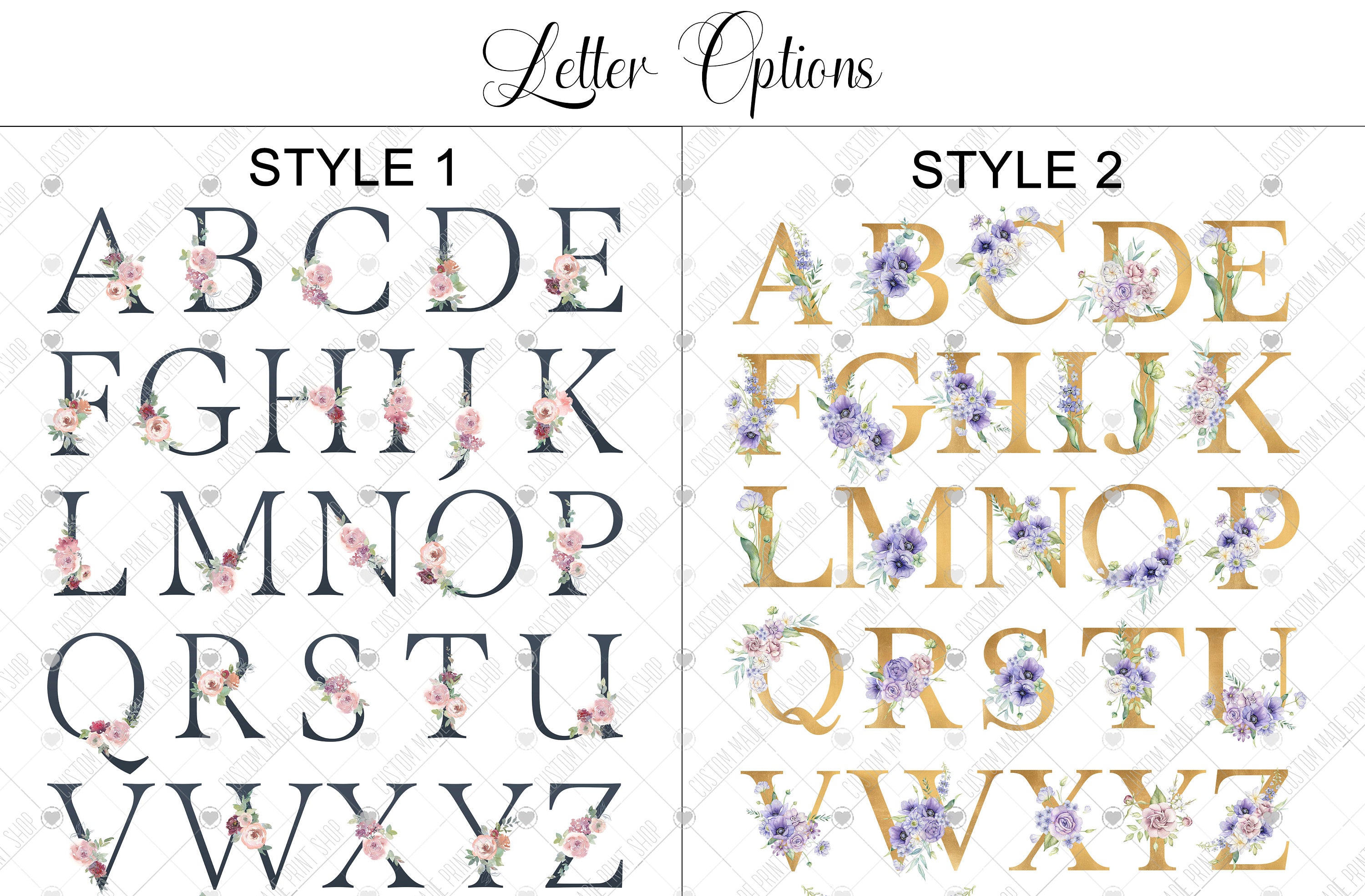 Floral initial print, nursery letter print, baby name print, baby birth details, monogram print, nursery wall art, boys bedroom, girls decor