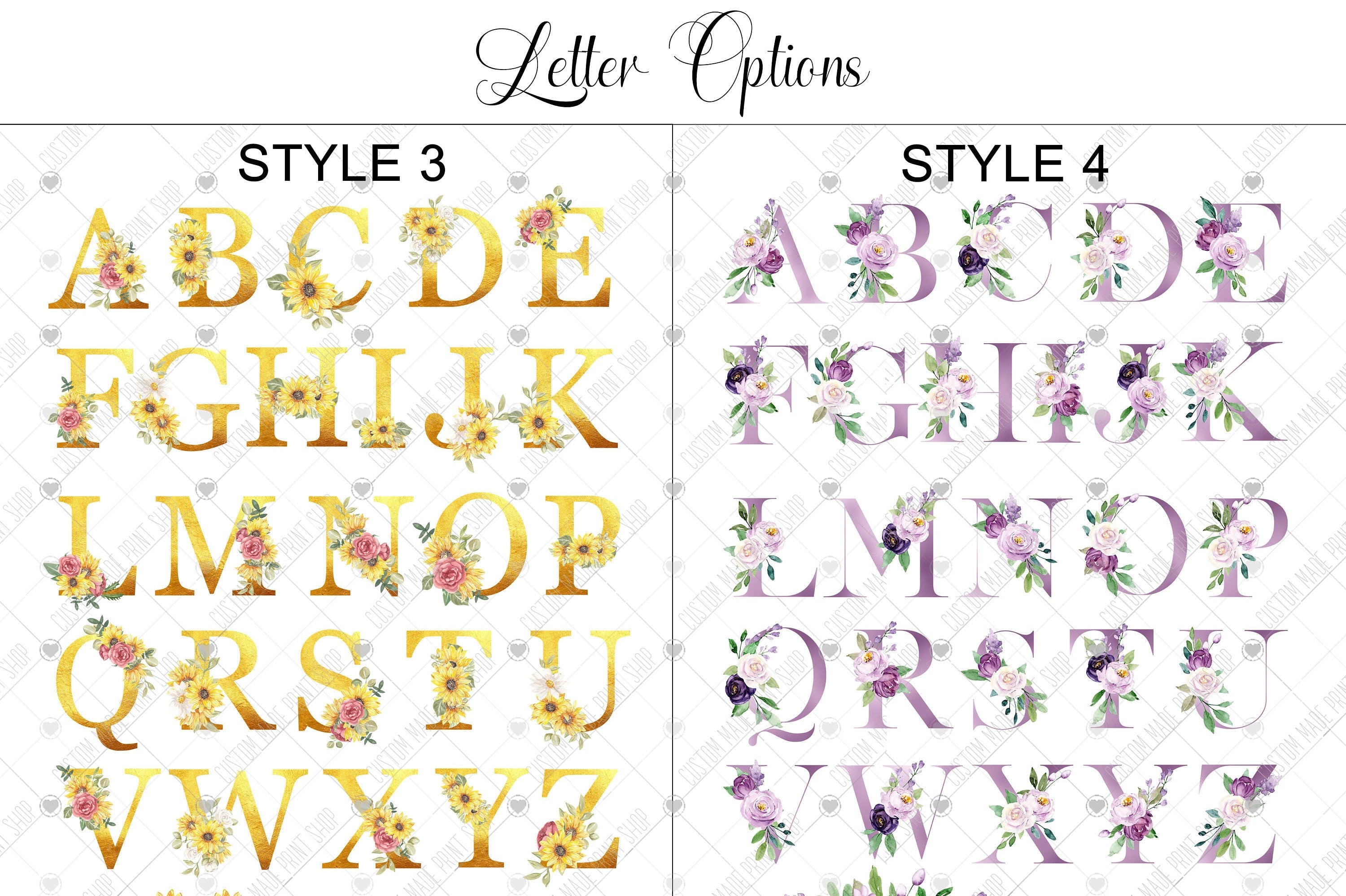 Floral initial print, nursery letter print, baby name print, baby birth details, monogram print, nursery wall art, boys bedroom, girls decor