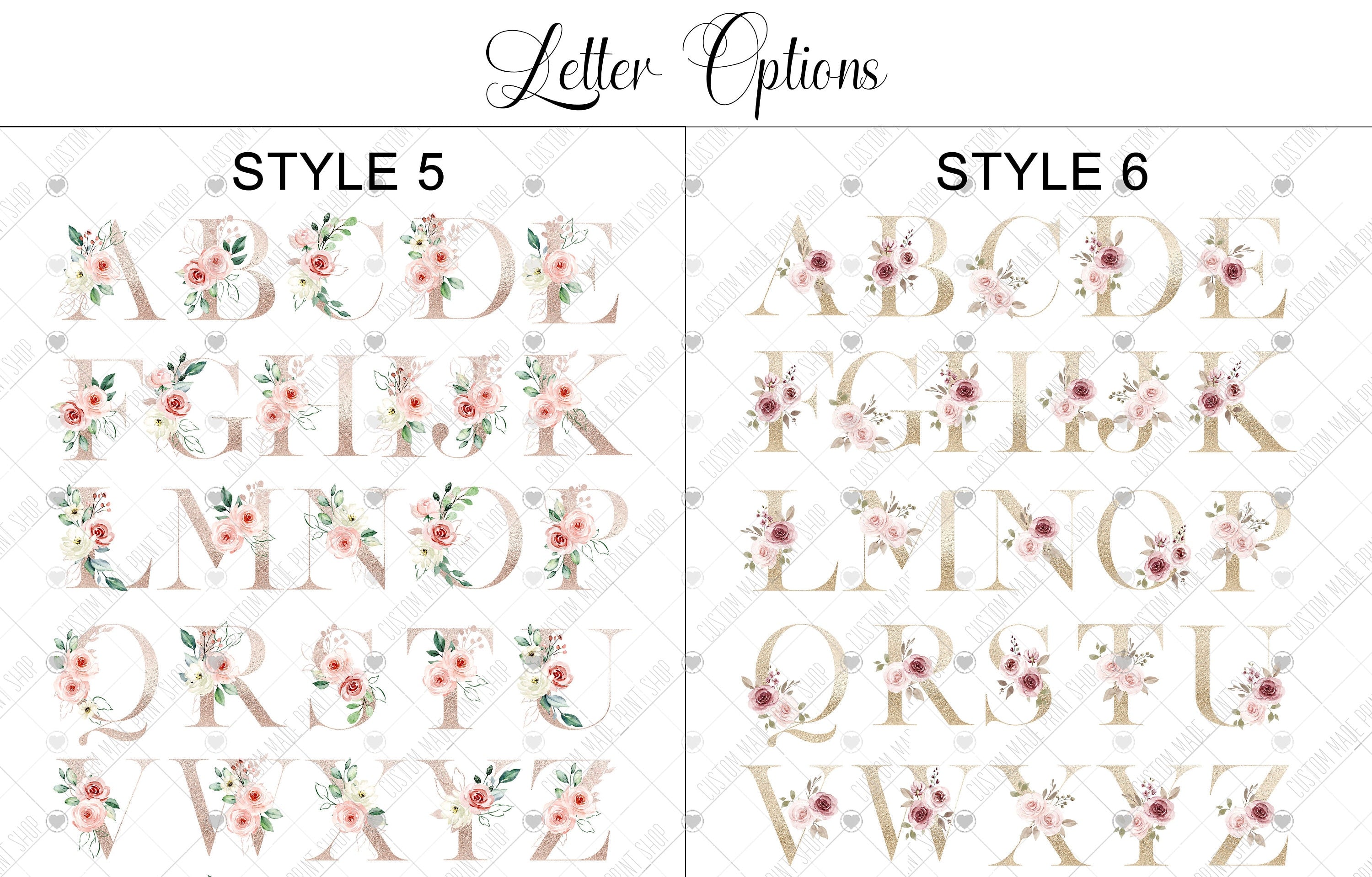 Floral initial print, nursery letter print, baby name print, baby birth details, monogram print, nursery wall art, boys bedroom, girls decor