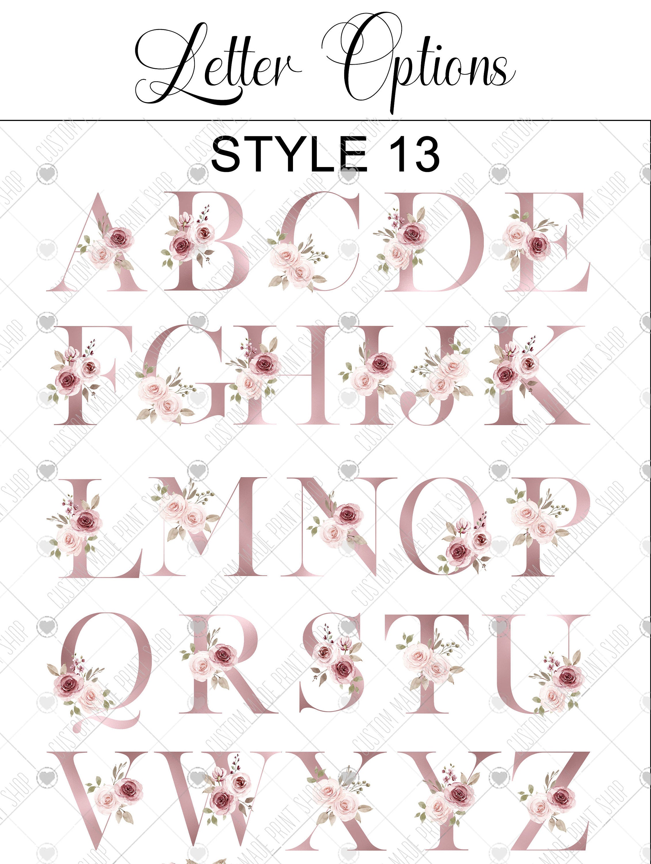 Floral initial print, nursery letter print, baby name print, baby birth details, monogram print, nursery wall art, boys bedroom, girls decor