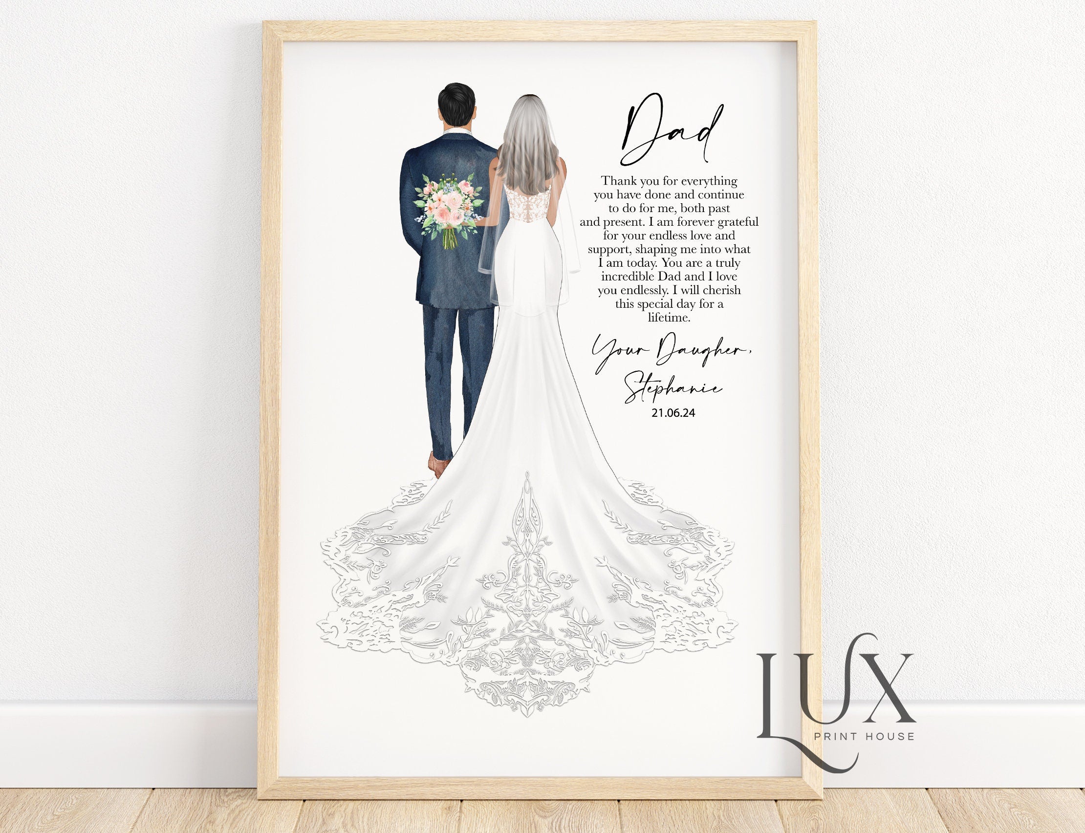 Father Of The Bride Personalised Wedding Print