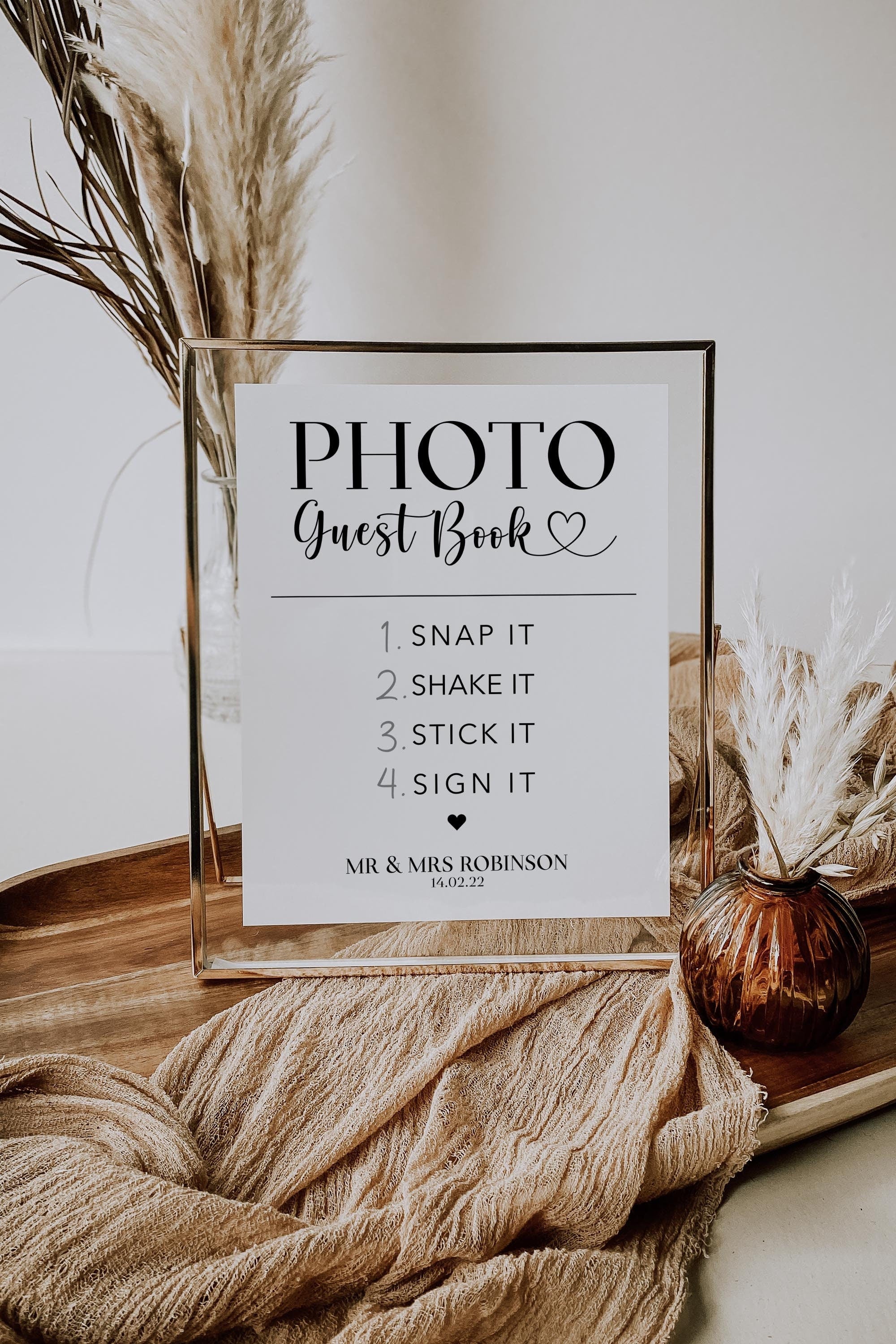 Photo Guest Book Wedding Sign, Snap It Shake It Stick It Sign It