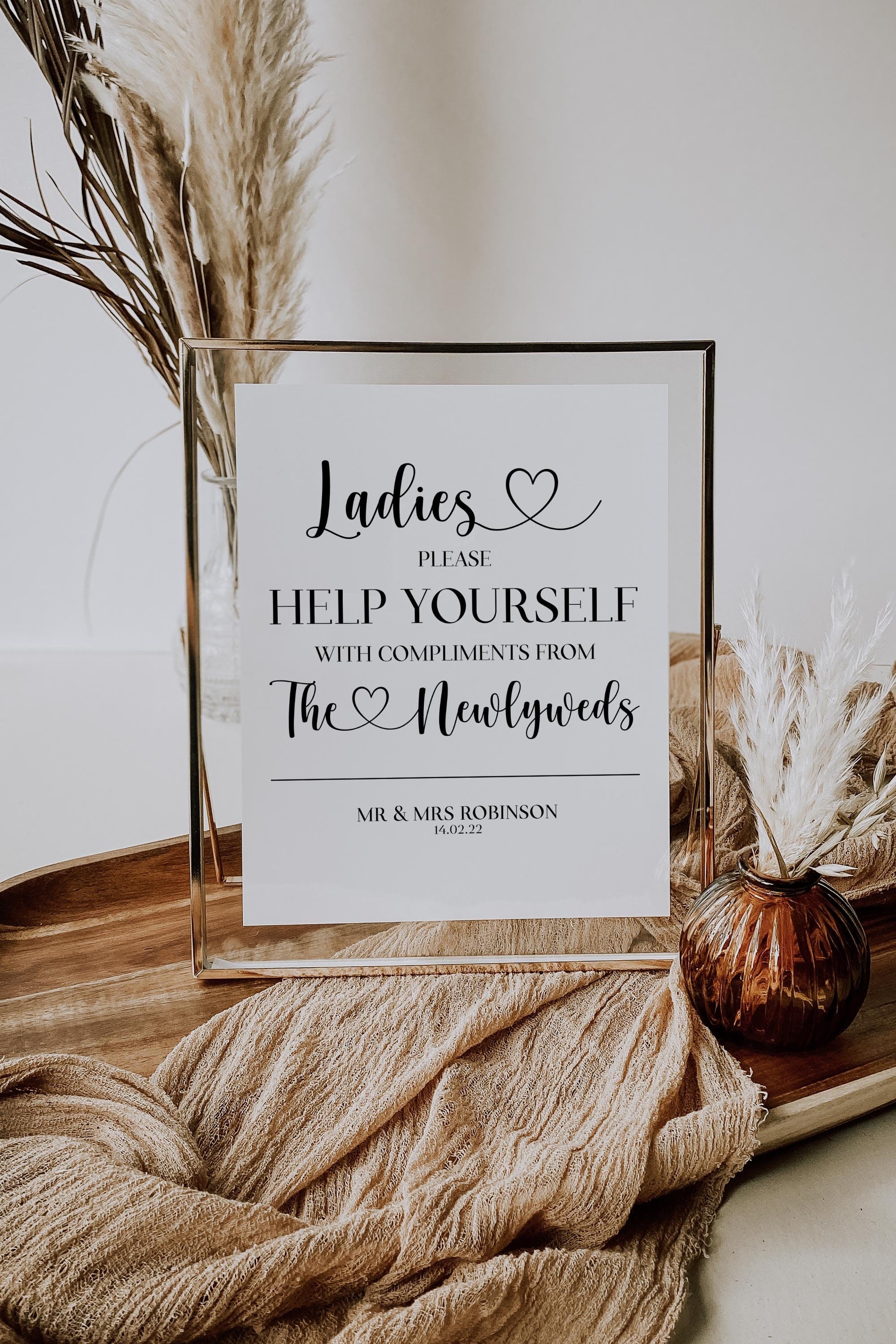 Ladies Wedding Toiletry Sign For Freshening Up