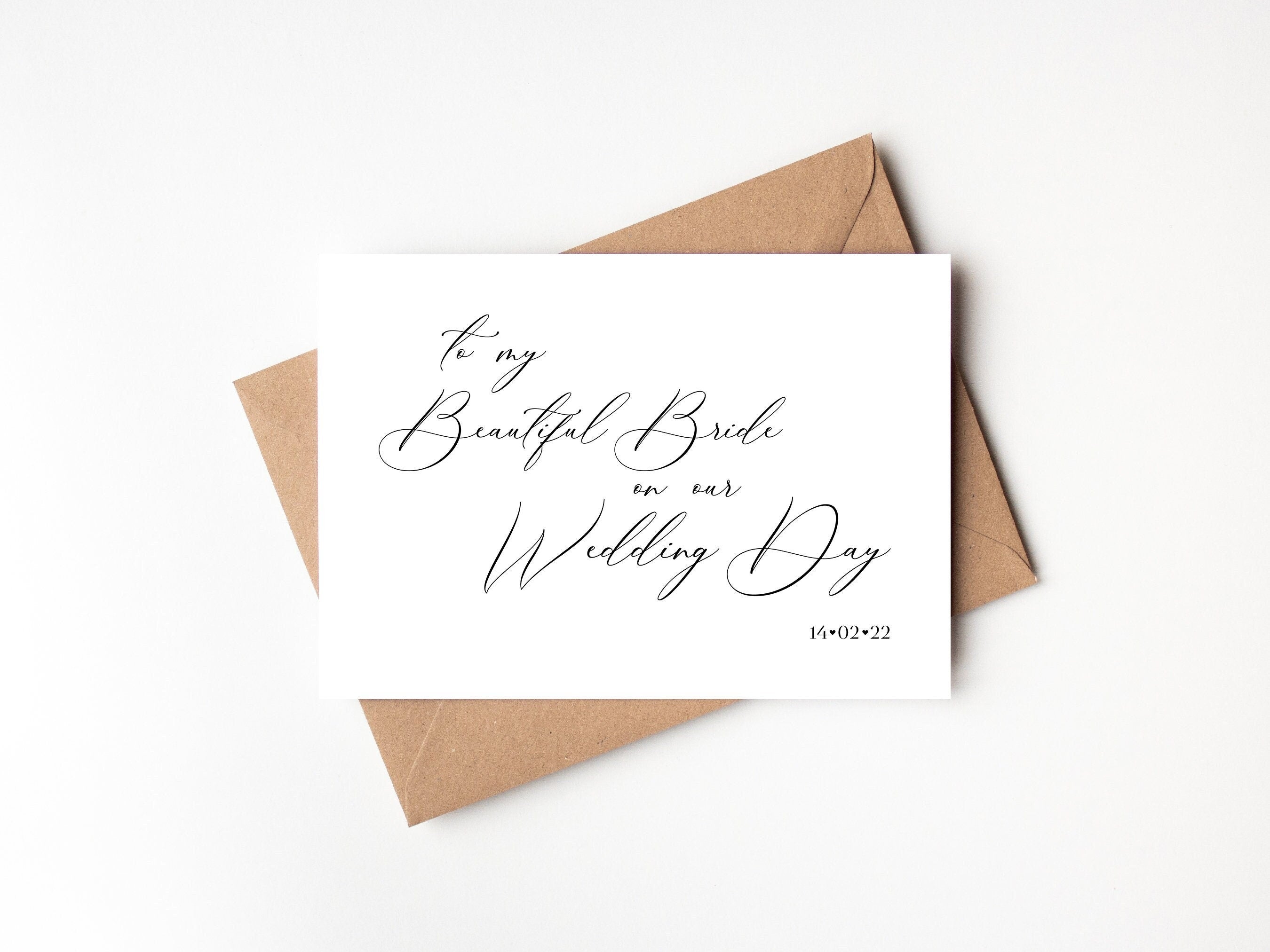 To my beautiful bride card, to my bride on our wedding day, wife wedding card, I can't wait to marry you card, wife to be card, future wife