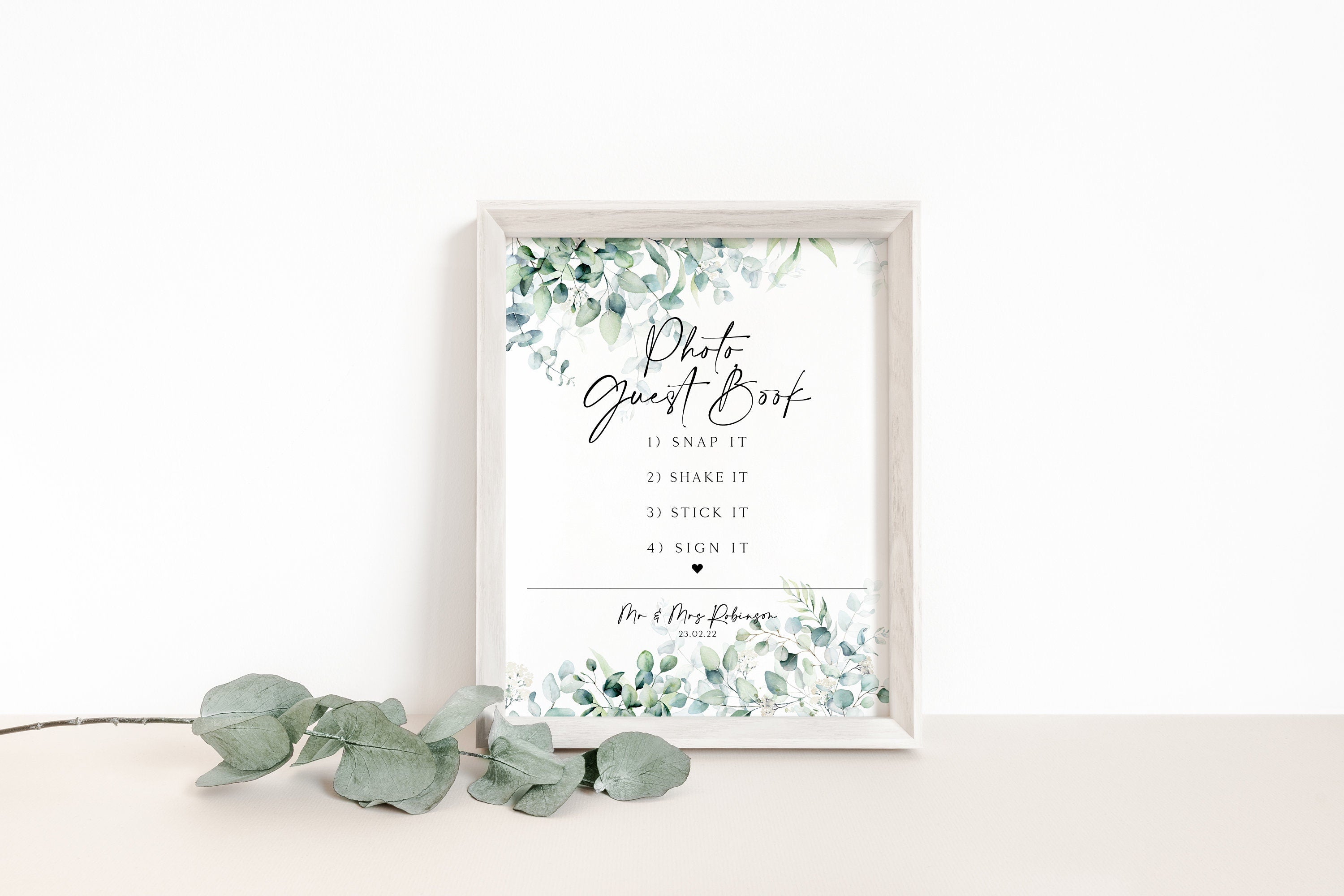 Photo Guest Book Wedding Sign, Snap It Shake It Stick It Sign It