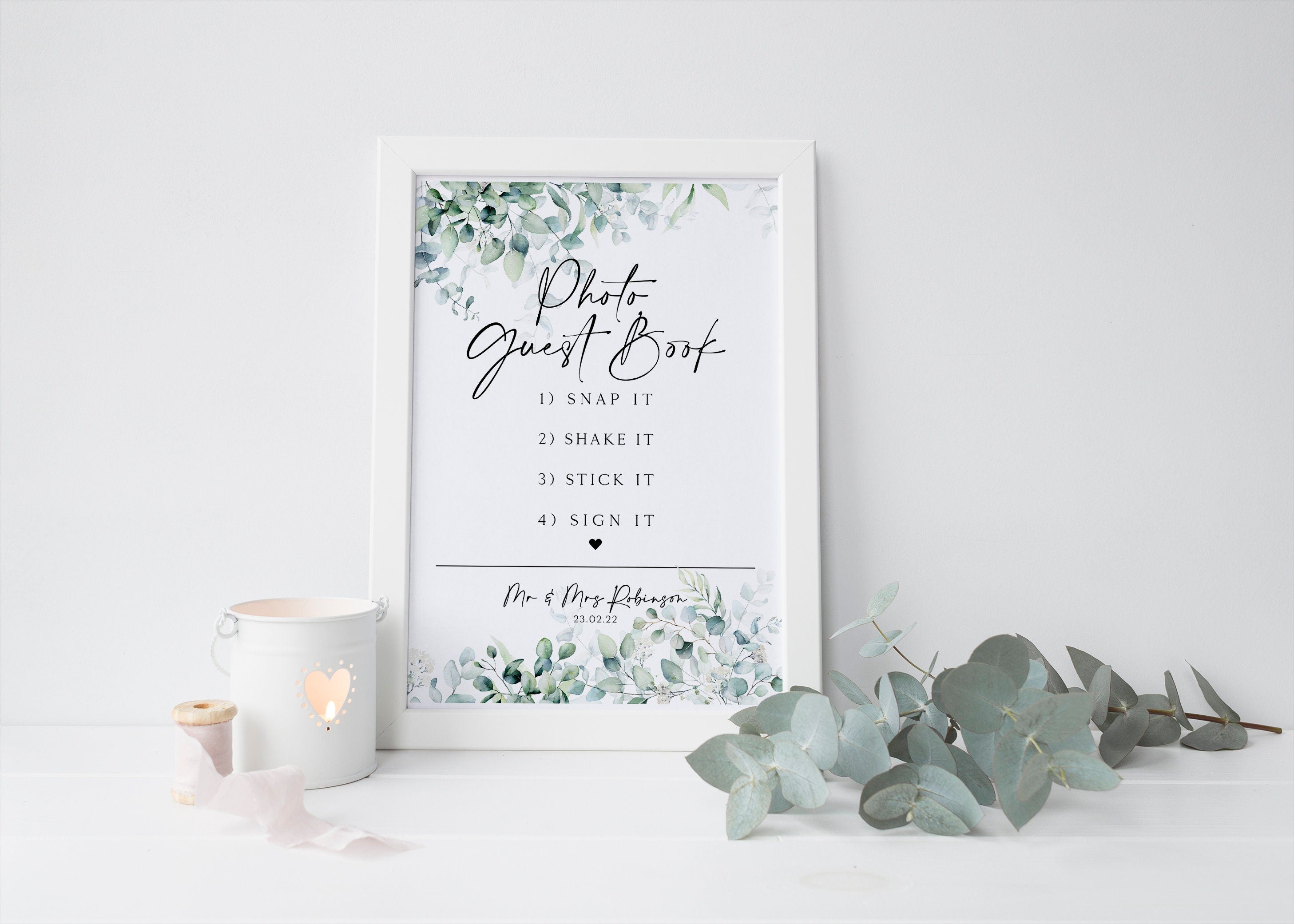 Photo Guest Book Wedding Sign, Snap It Shake It Stick It Sign It