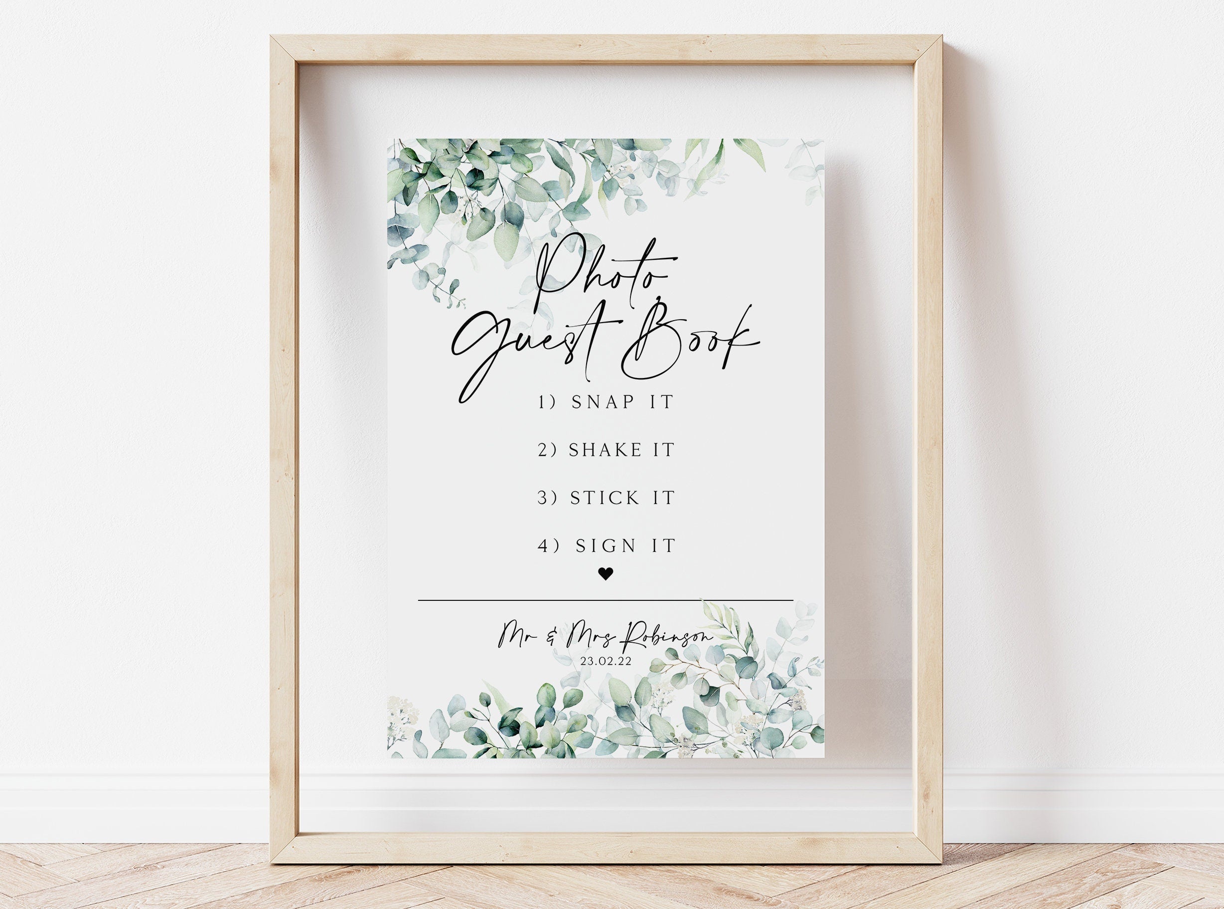 Photo Guest Book Wedding Sign, Snap It Shake It Stick It Sign It