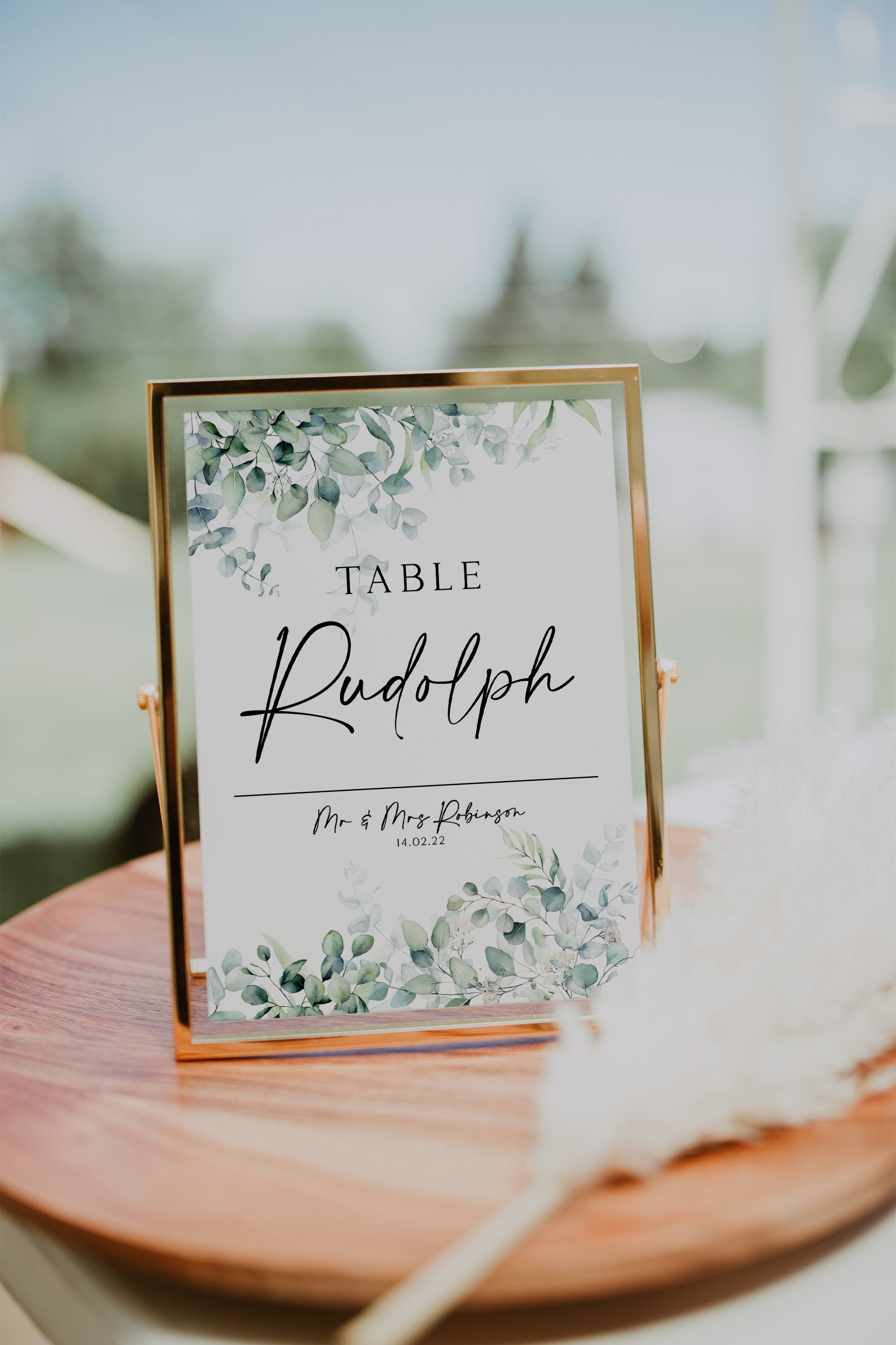 PERSONALISED greenery table name cards, table numbers wedding, simple table name, table number signs, botanical wedding, elegant, eucalyptus