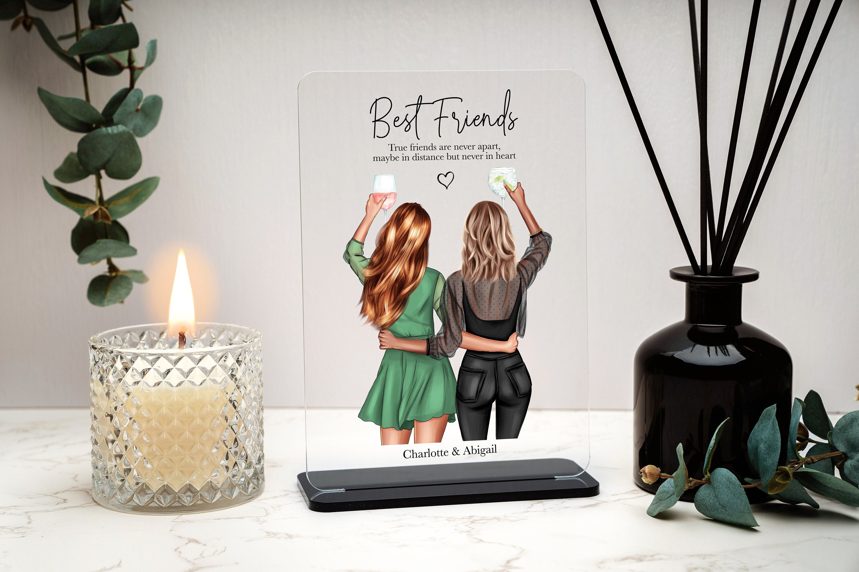 Personalised Best Friend Acrylic Plaque, Bestie Birthday Gift And Custom Friendship Quote