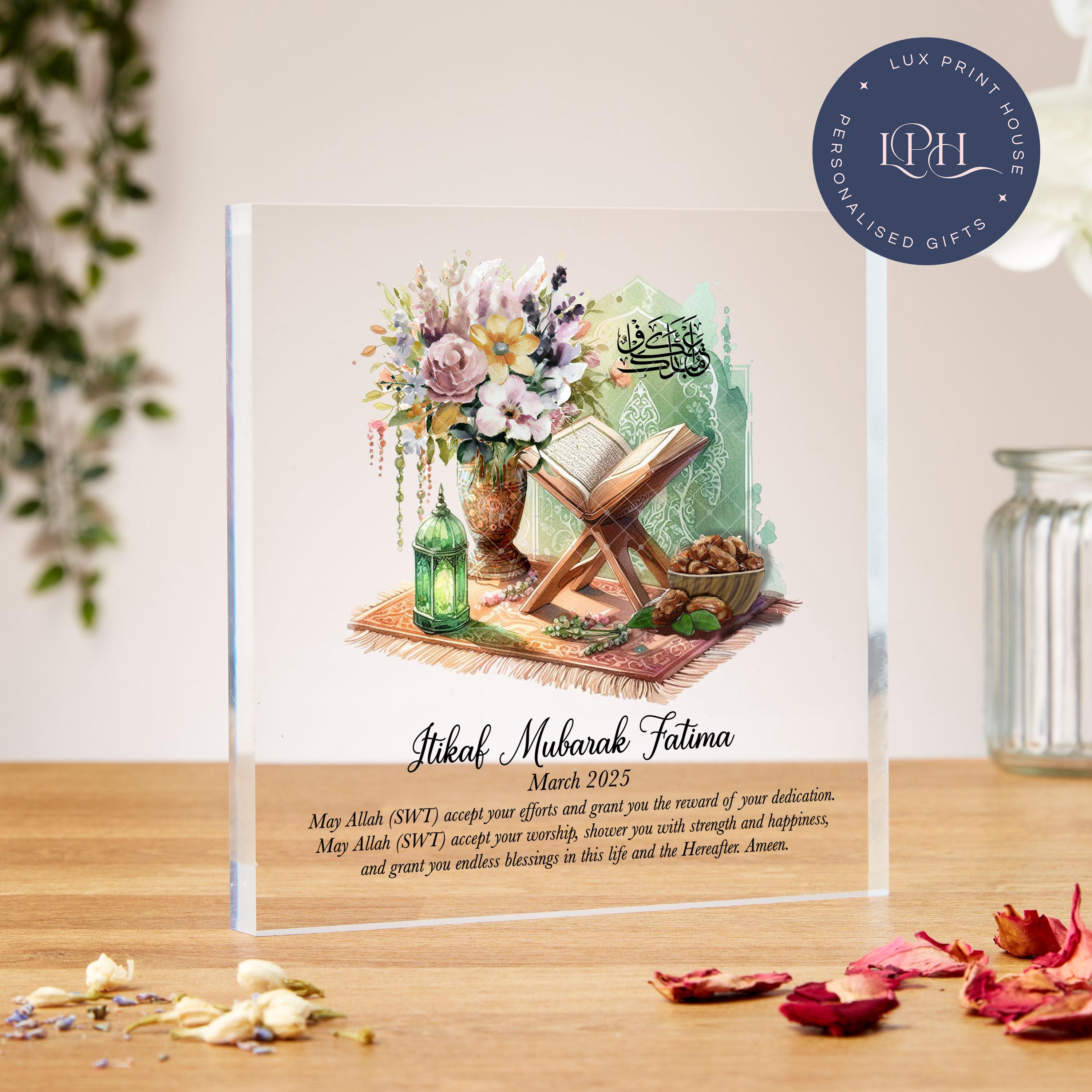 Itikaf Mubarak Gifts, Personalised Free Standing Acrylic Block