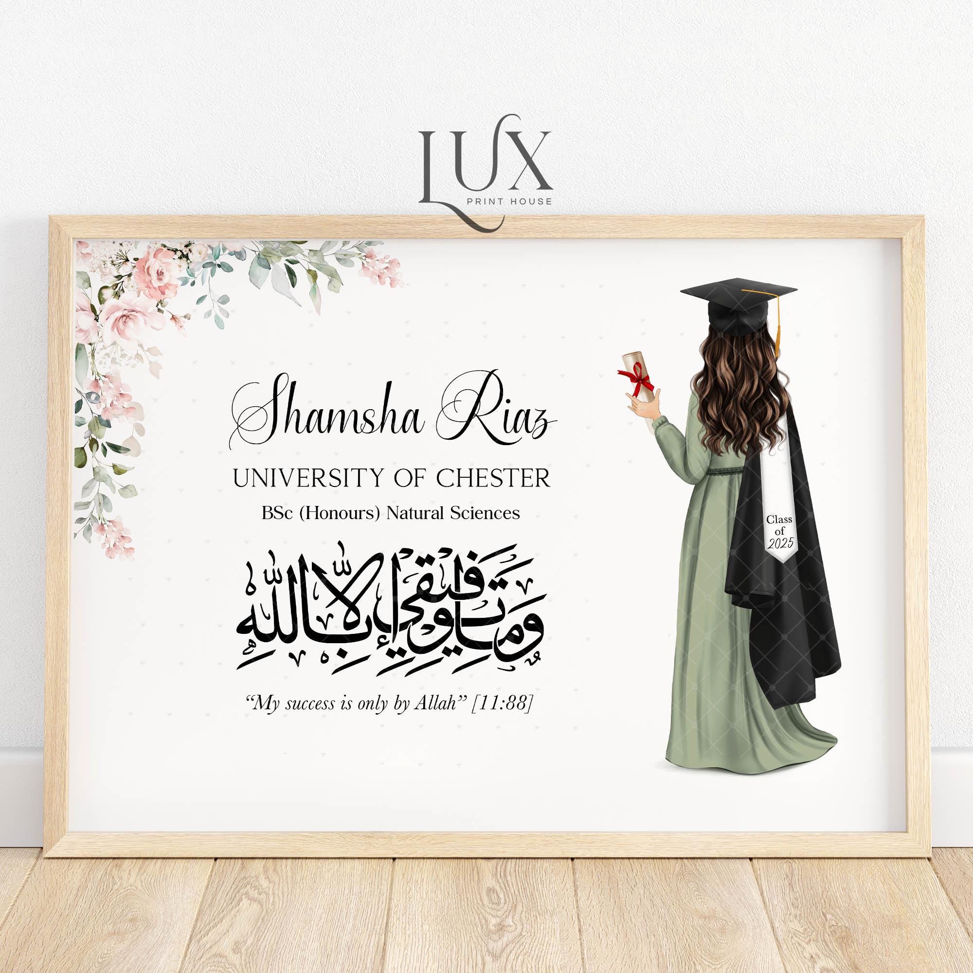 Personalised Muslim Graduation Gifts For Girl, Graduation Poster For Her