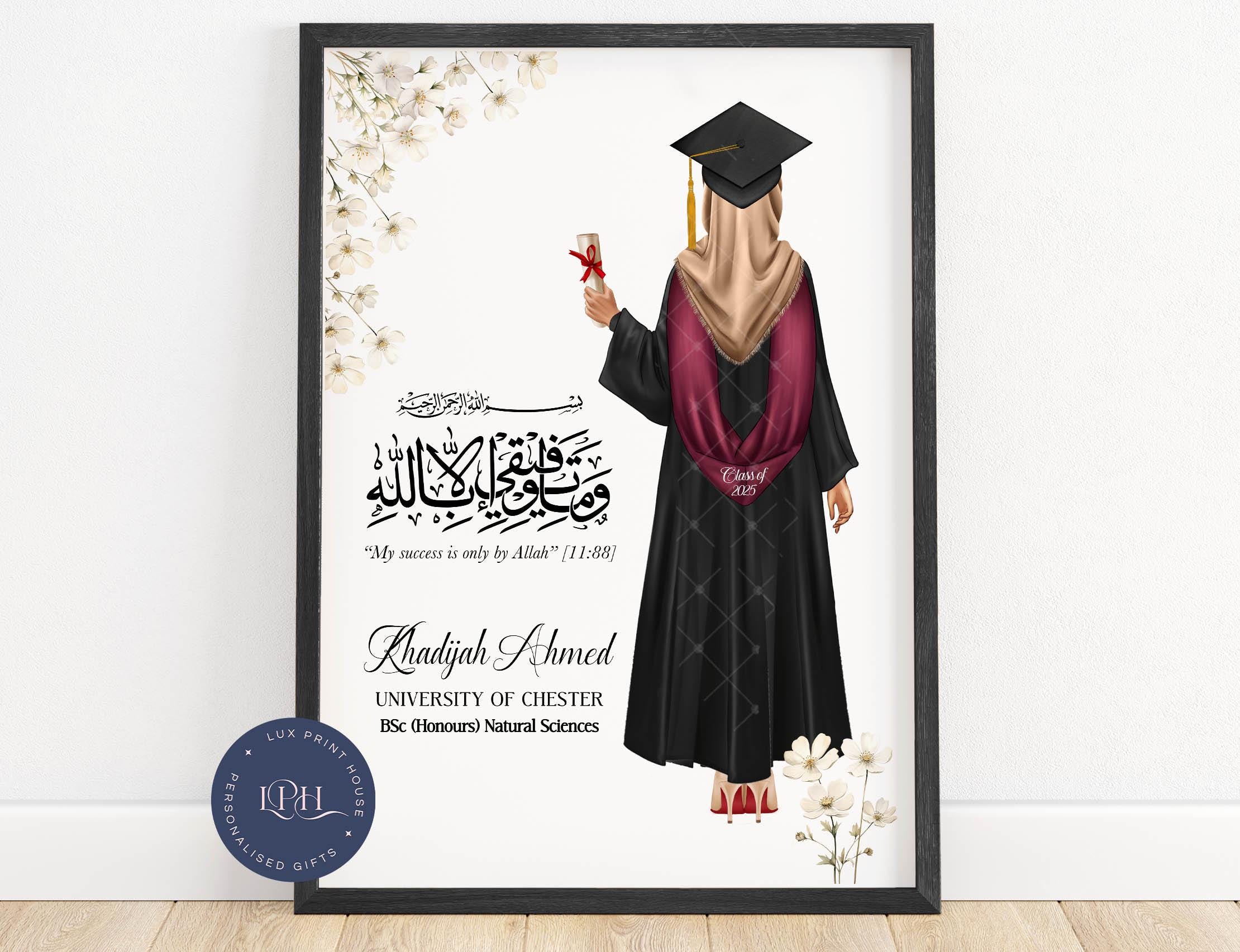 Personalised Muslim Graduation Print, Graduation Gift For Her