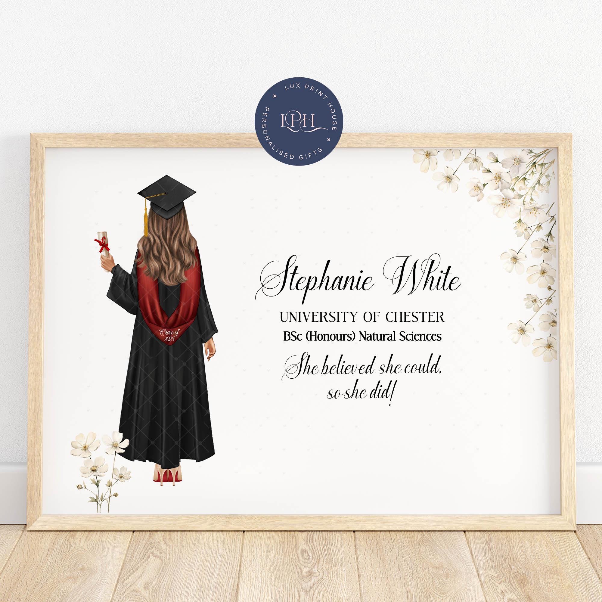 Graduation Gifts For Her, Personalised Female Graduation Print