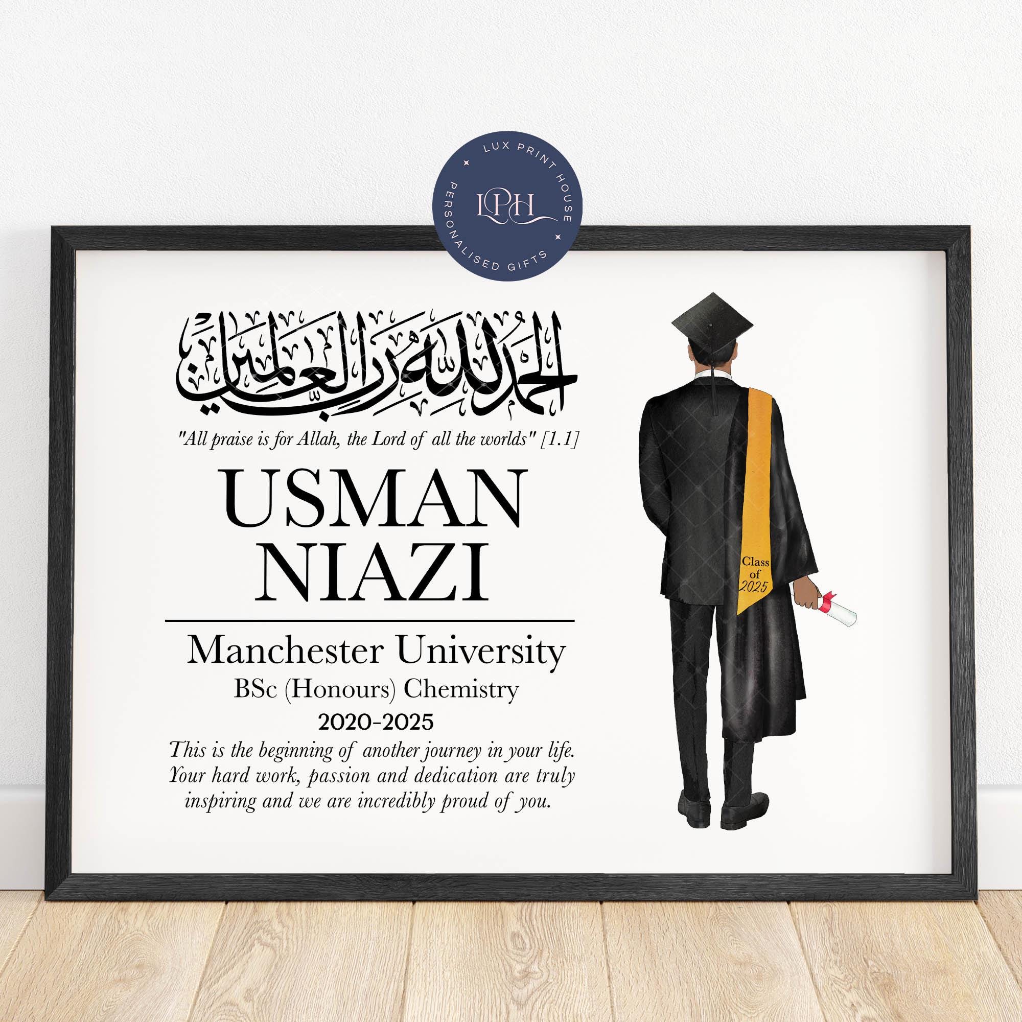 Male Muslim Graduation Print, Graduation Gifts For Him