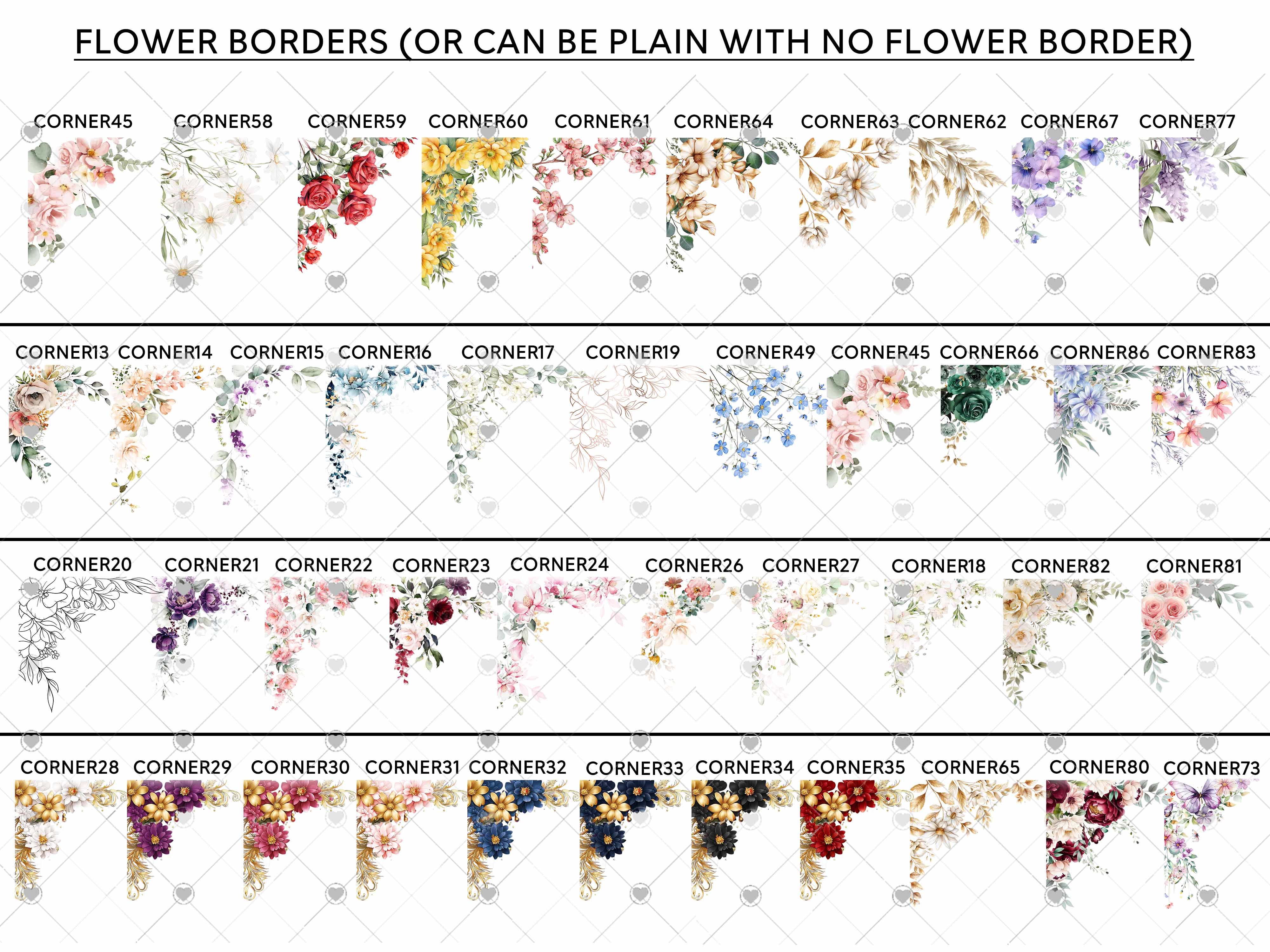a flower border is shown with different colors