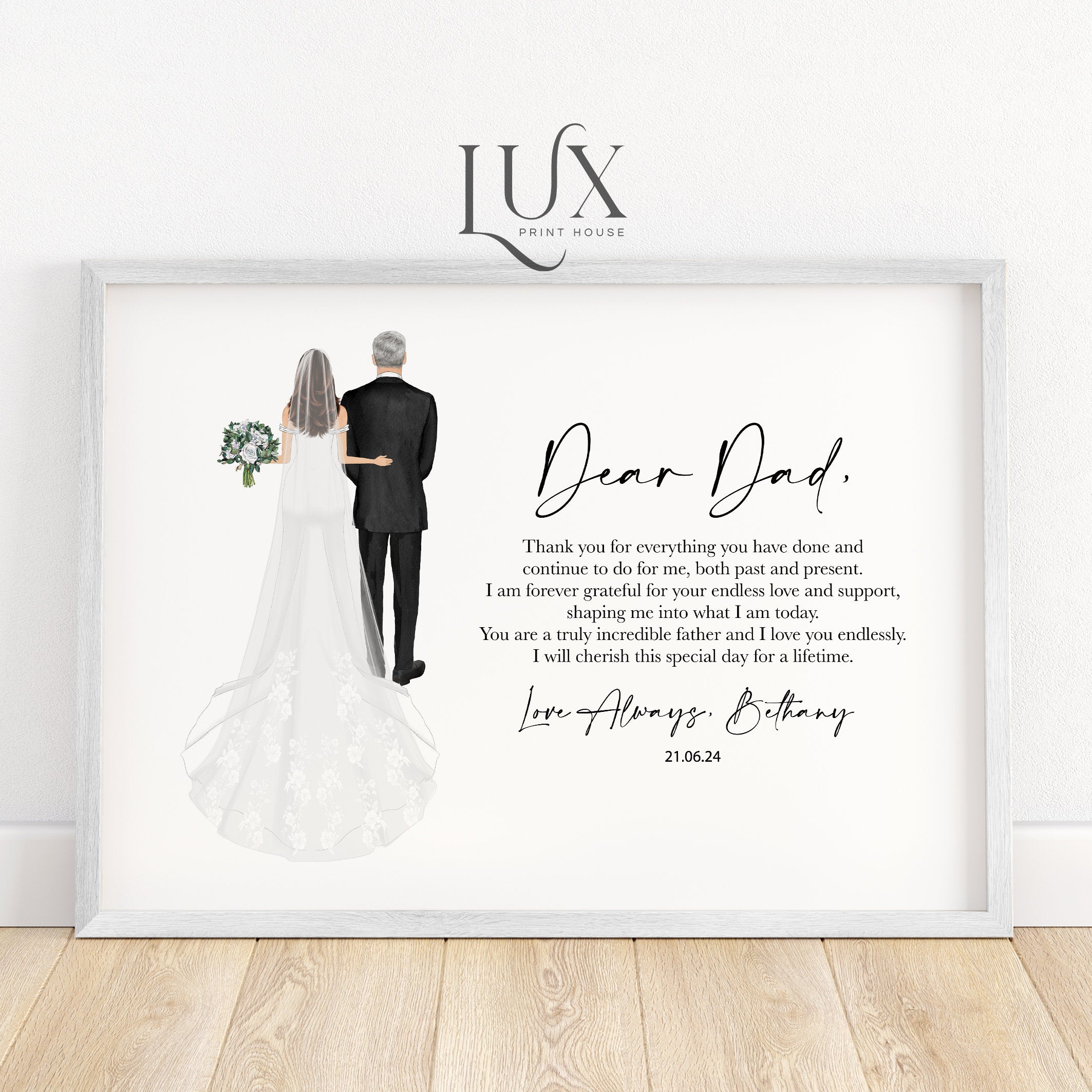 Father of the bride gift, father of the bride print, father of the bride poem, personalised gifts, gift for dad on wedding day, wedding gift
