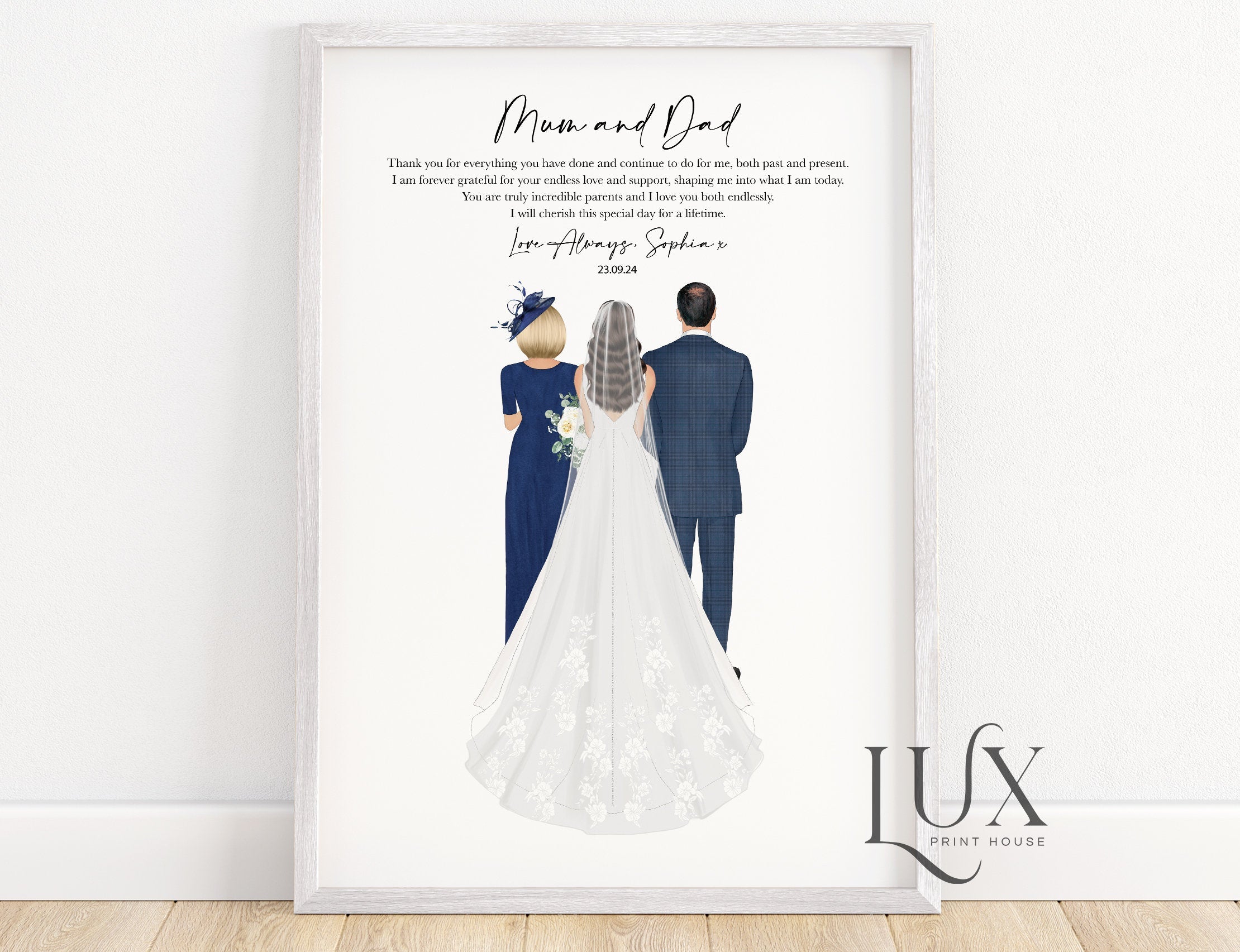 Parents of the bride print, gift to parents of the bride, wedding poem keepsake, mum and dad on my wedding day, parents wedding gift
