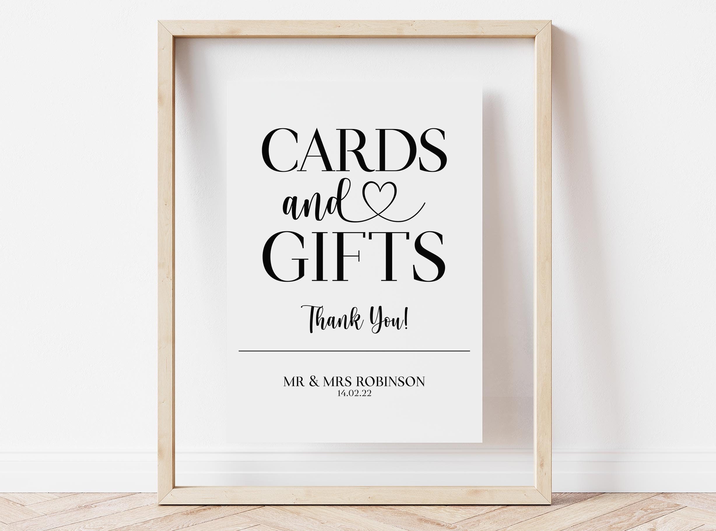 PERSONALISED wedding gift sign, card and gifts sign, wedding props, gifts and cards thank you sign, printable, wedding reception sign, table