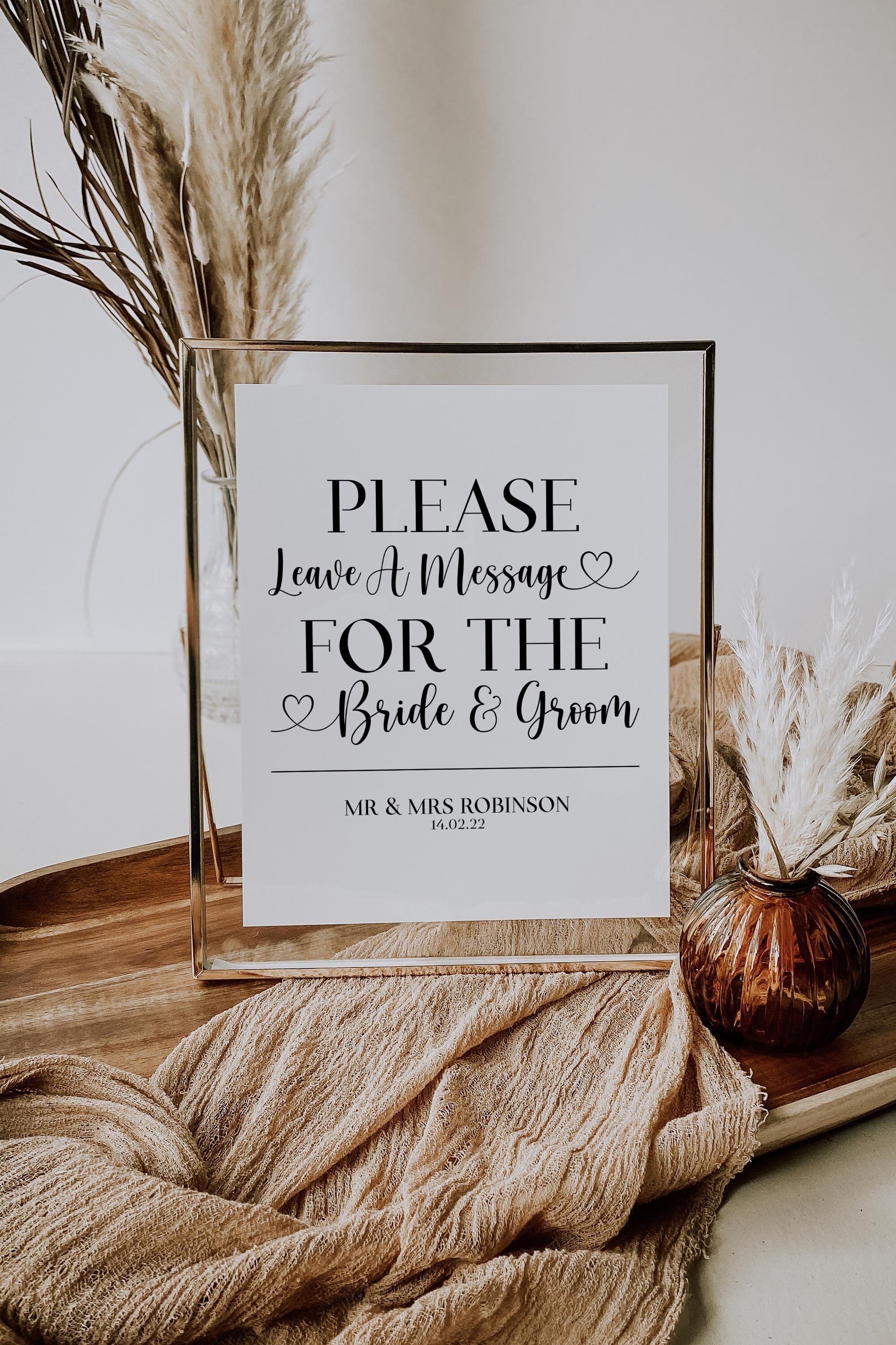 PERSONALISED leave a message for the bride and groom, Mr and Mrs, card and gifts sign, gifts and cards, printable, wedding reception sign