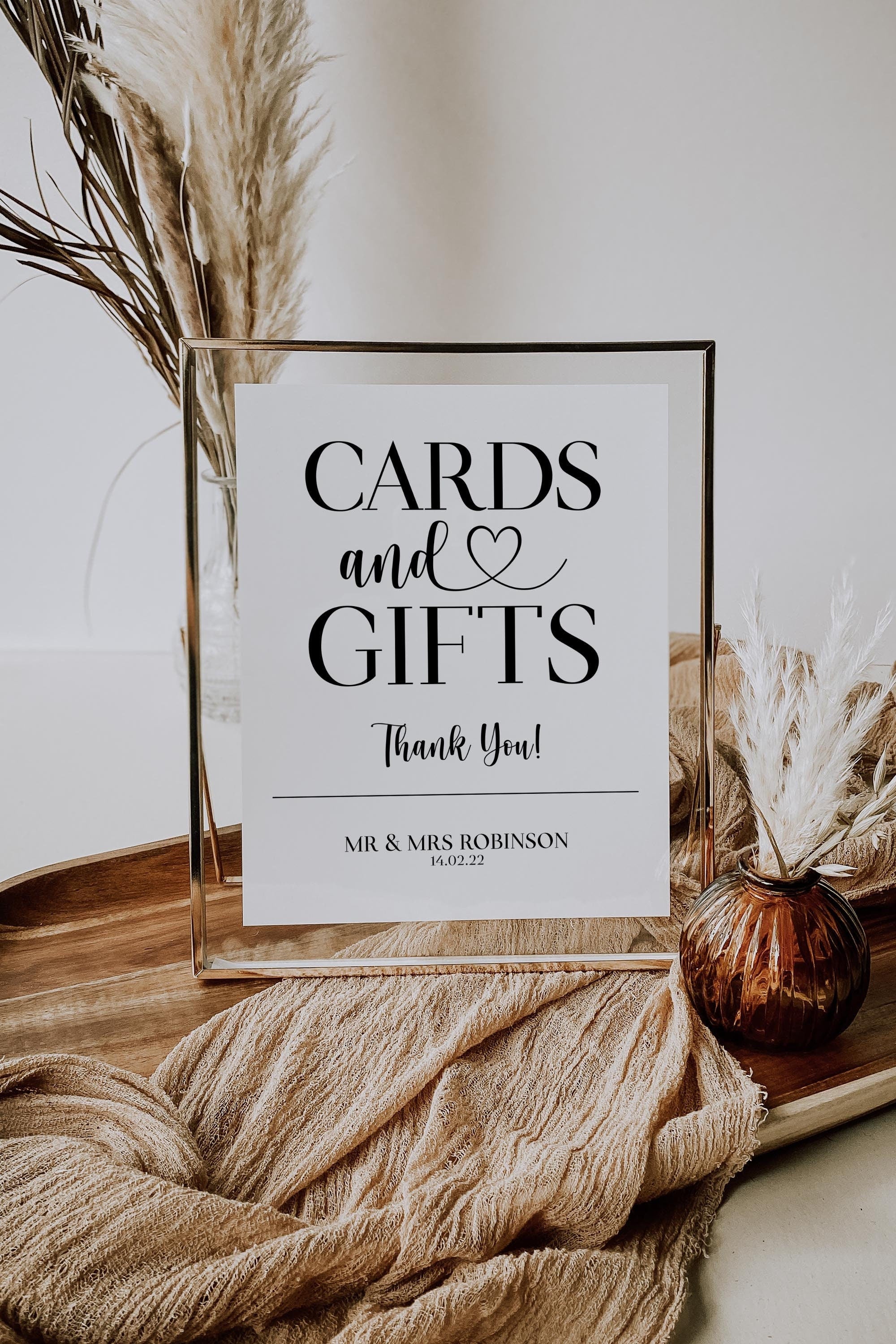 PERSONALISED wedding gift sign, card and gifts sign, wedding props, gifts and cards thank you sign, printable, wedding reception sign, table