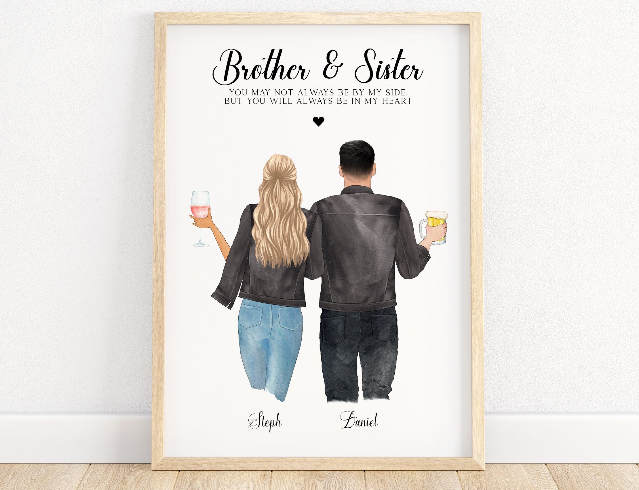 Personalised brother and sister print, gift for brother birthday, gift for sister from brother, sibling, cousin, gift for him, sister gifts