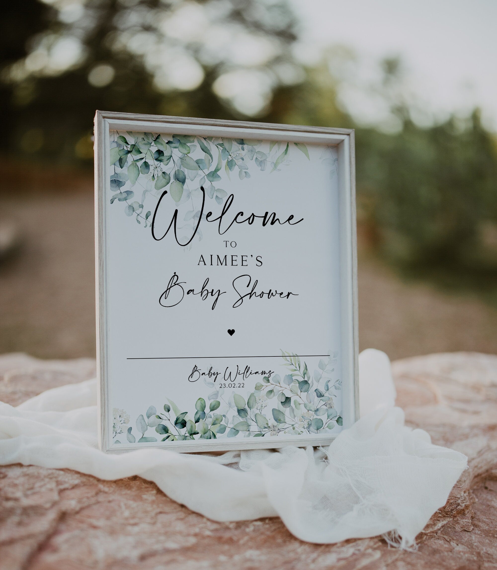 PERSONALISED welcome to the baby shower sign, eucalyptus baby shower sign, greenery, welcome sign baby shower, gender neutral, botanical