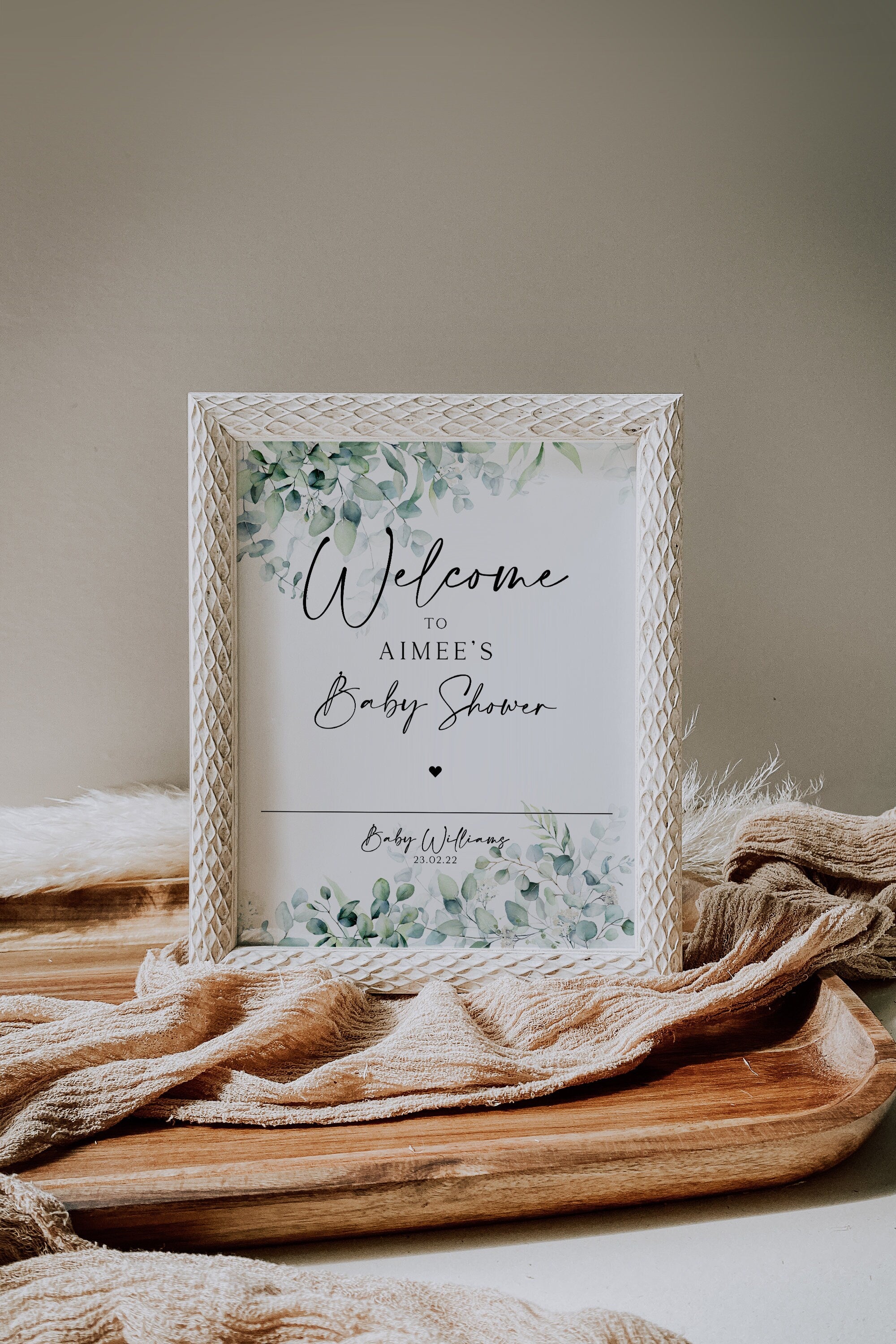 PERSONALISED welcome to the baby shower sign, eucalyptus baby shower sign, greenery, welcome sign baby shower, gender neutral, botanical