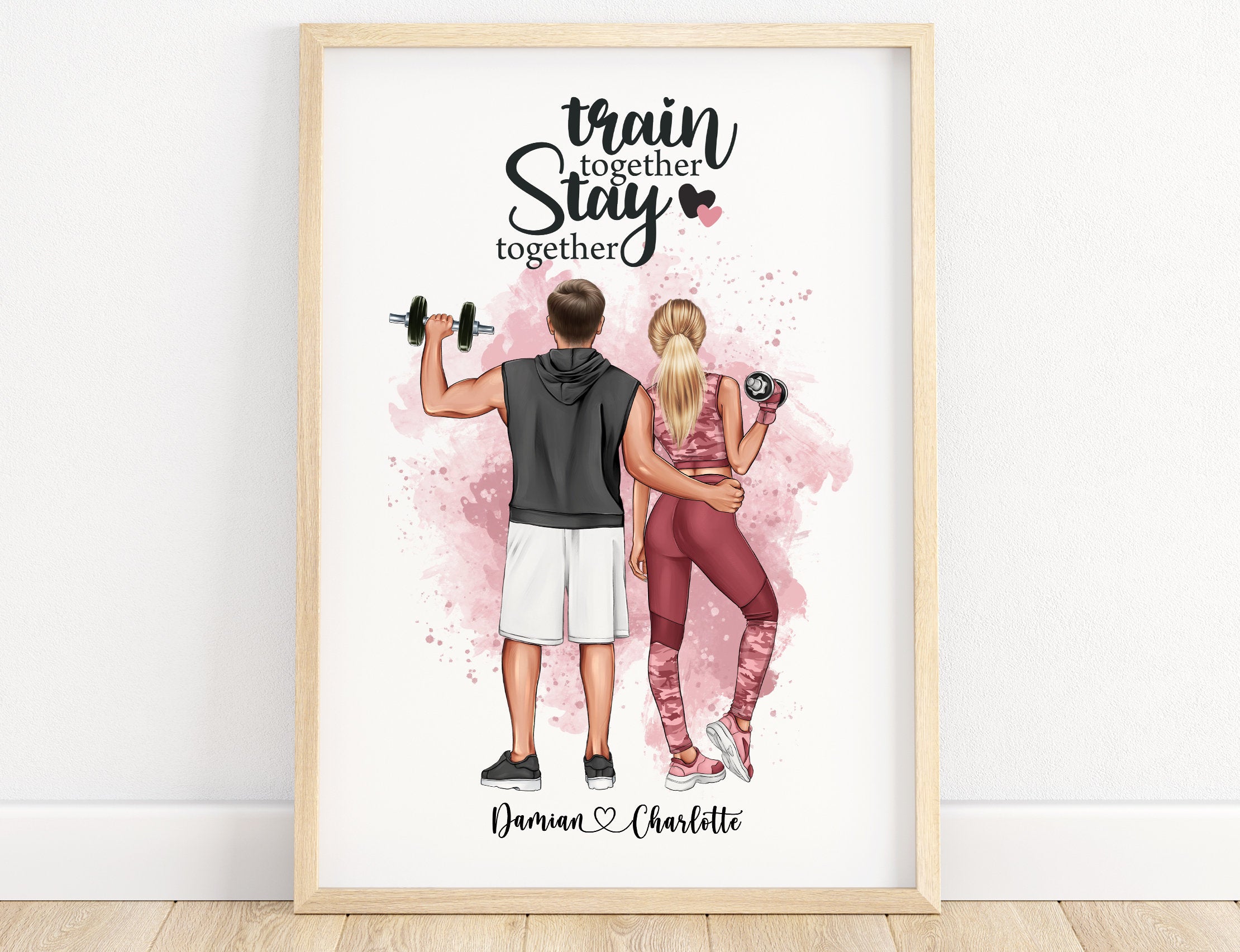 Gym couple gifts, fitness couple gift, gym boyfriend gift, gym girl gift, personalised couple print, couple gift, gym buddy gift, keepsake