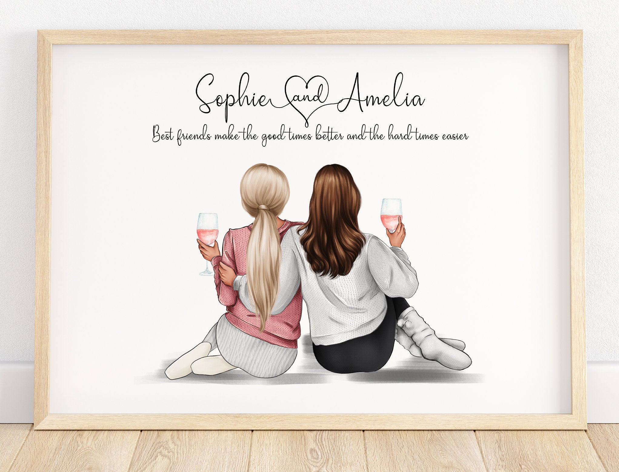 Best Friend Print With Girls Sat Down