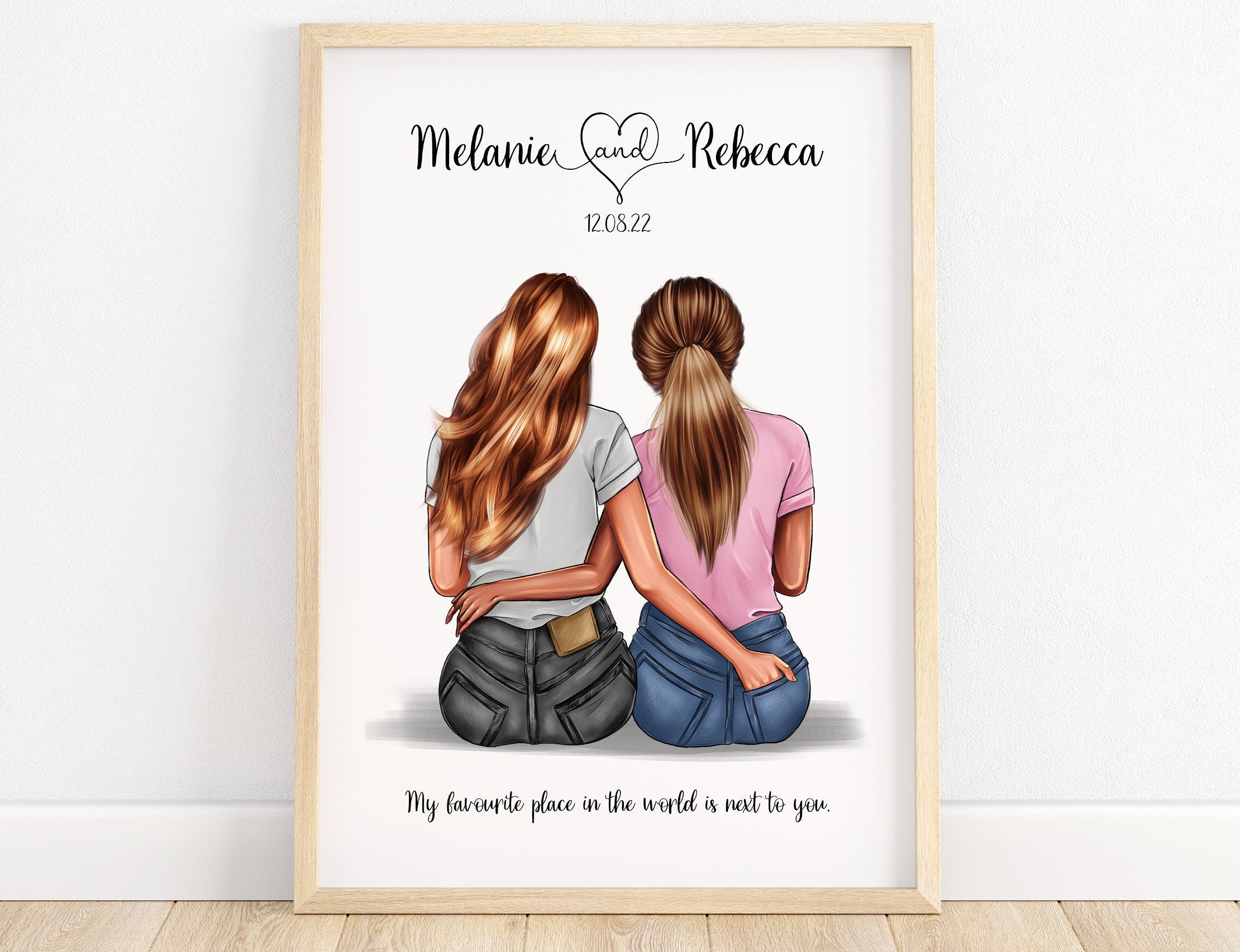 Gay couple portrait, lesbian couple gifts, LGBTQ, couples print, personalised gift, 1st anniversary, gift for partner, engagement gift, LGBT