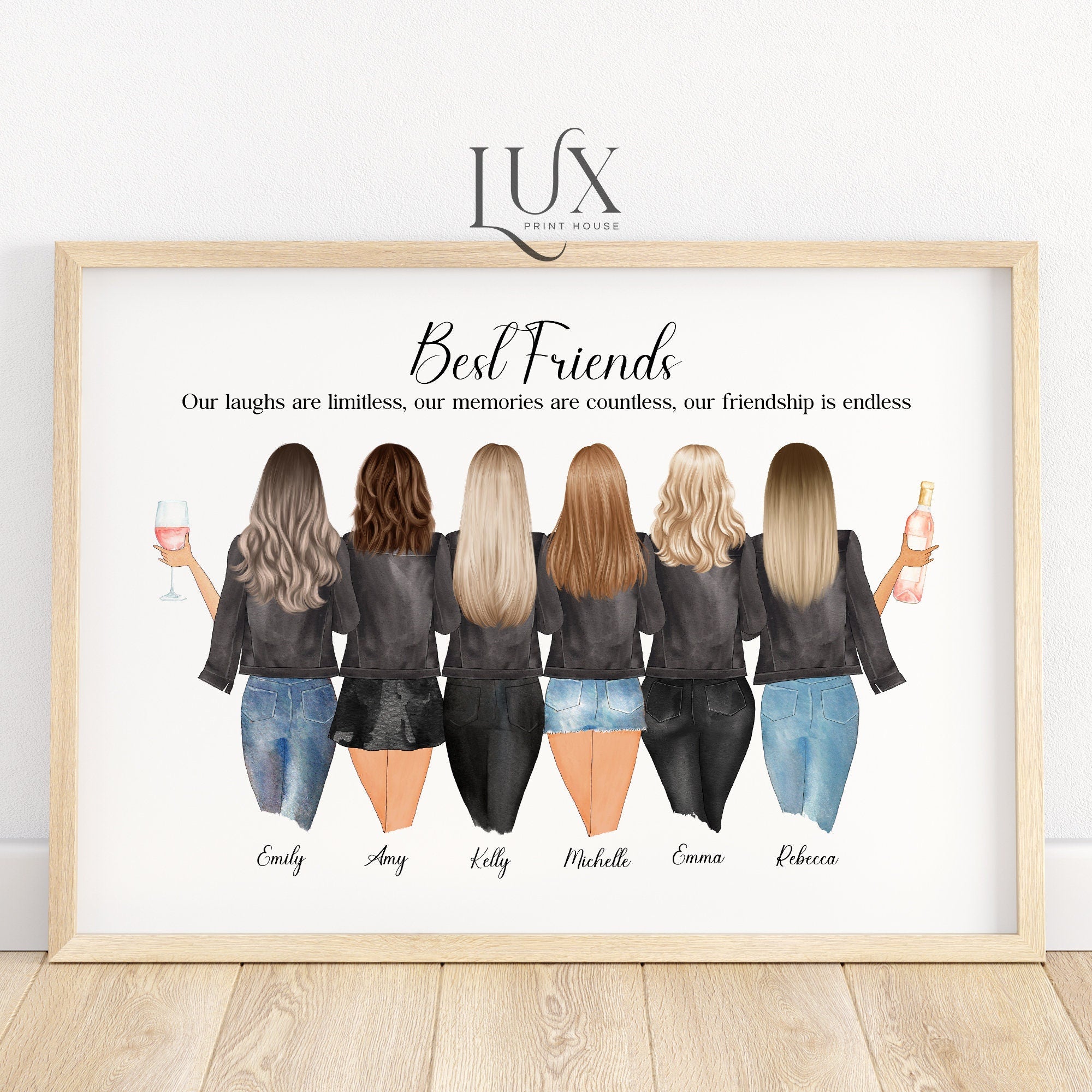 Group of Girls Best Friend Print with Drinks
