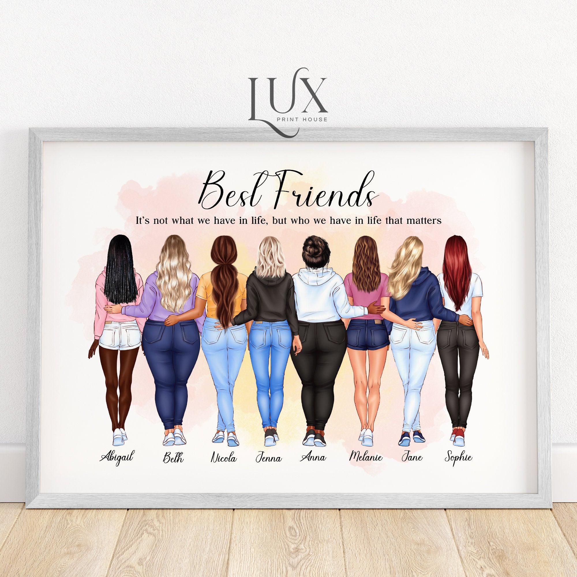 Group friendship print, best friend gift, group of friends print, best friend print, best friend picture, girl group, friends gift, birthday